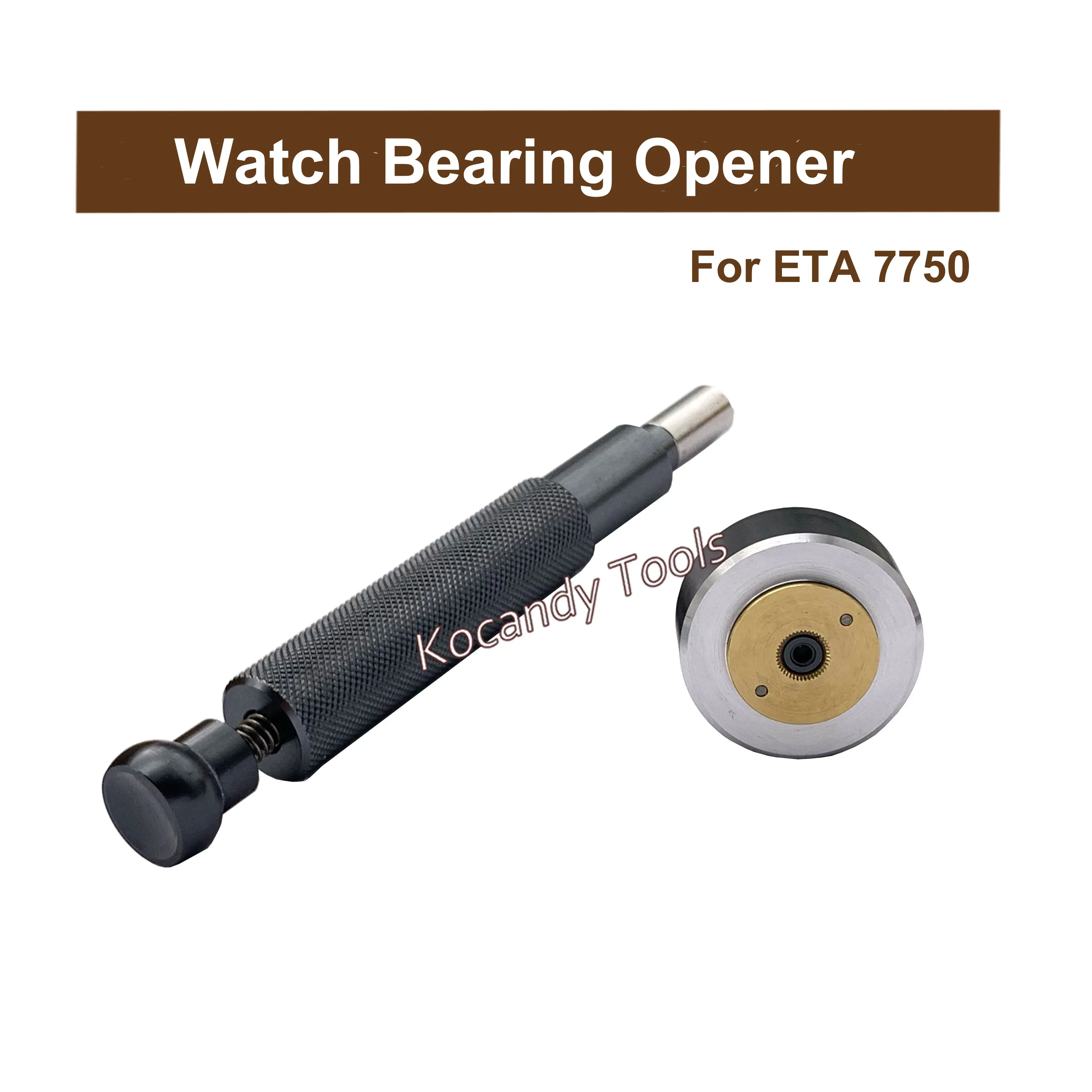 Black bearing opener tool with its round die and knurled end