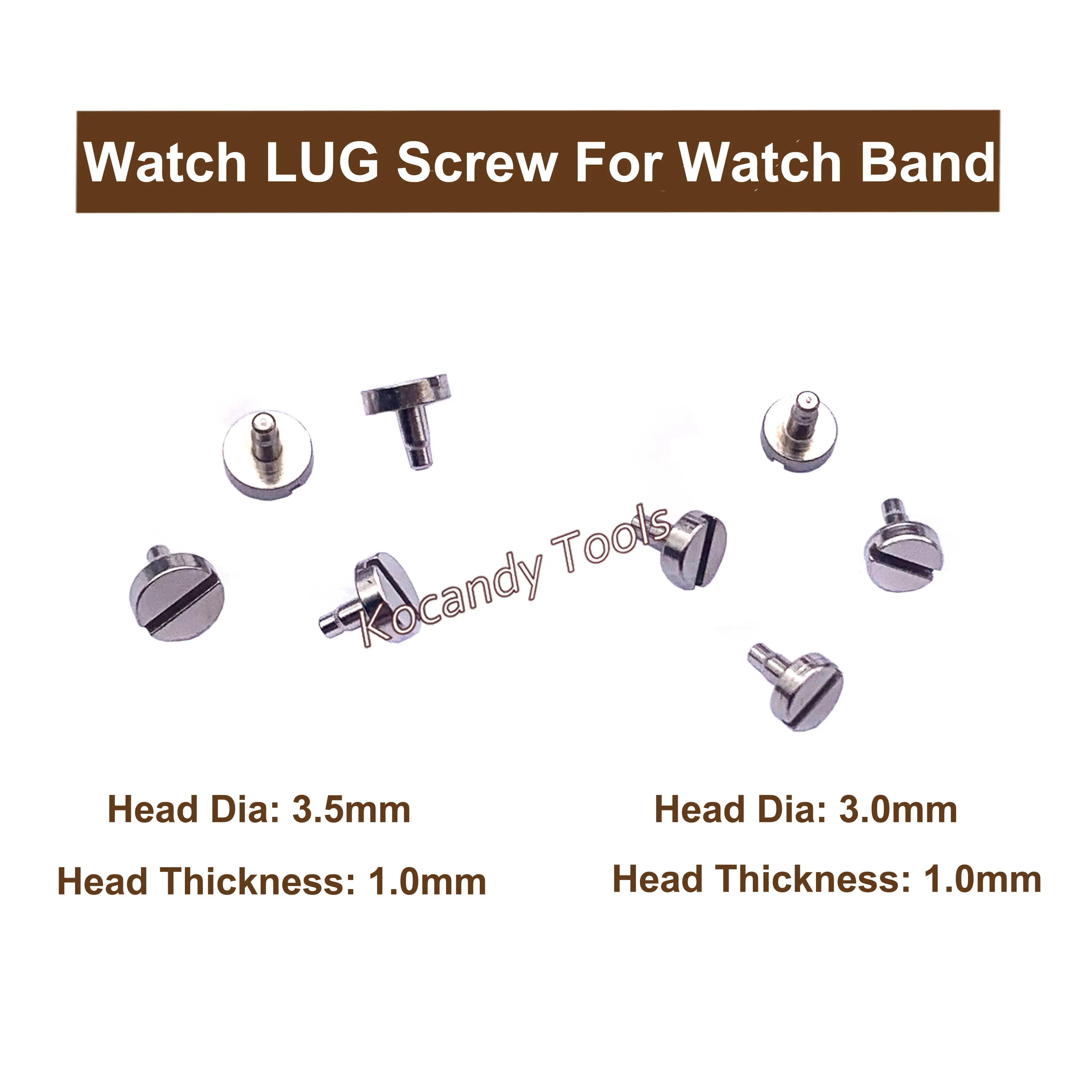 Scattered rivet-end screw pins with small size labels beside them