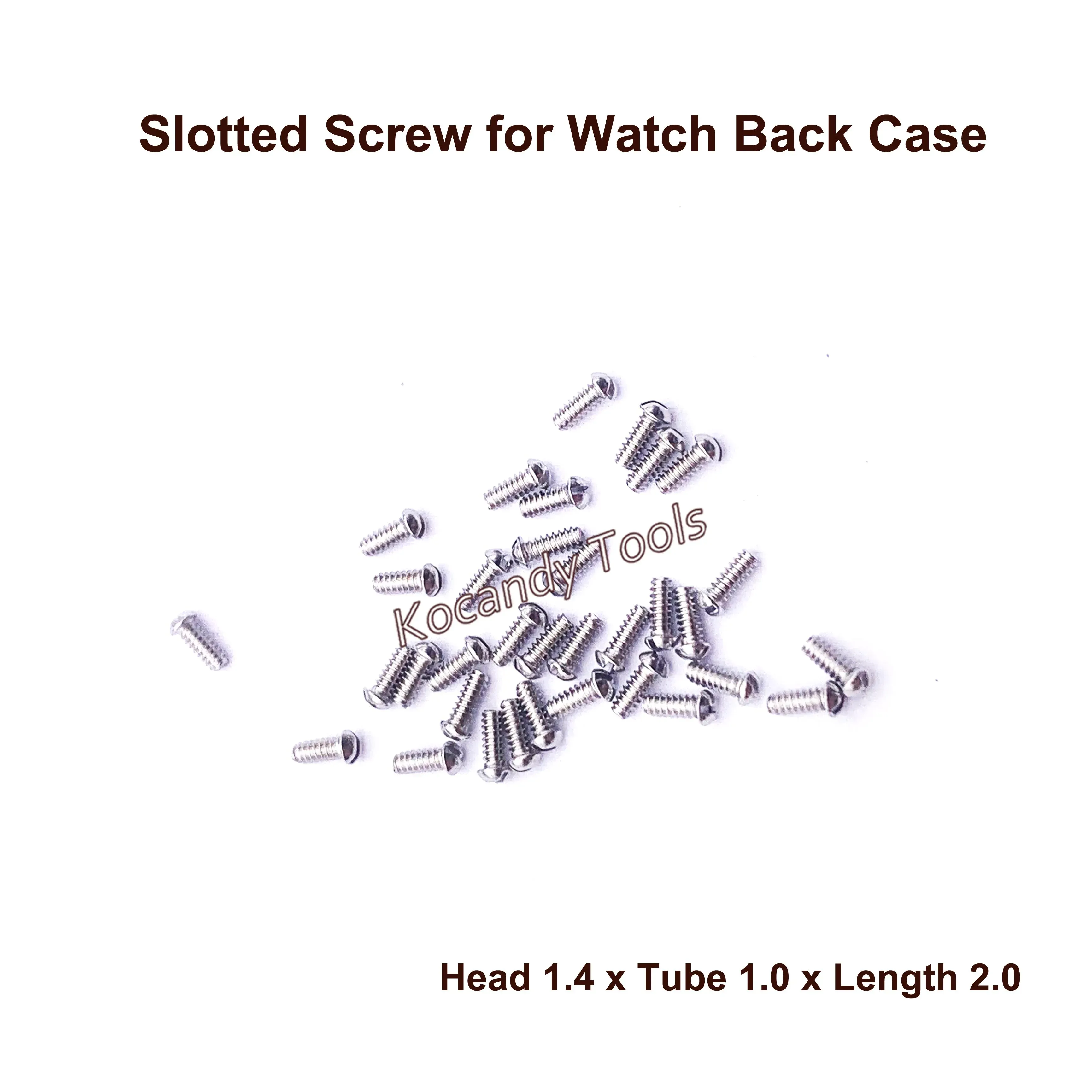 Small screws labelled head 1.4 x tube 1.0 x length 2.0