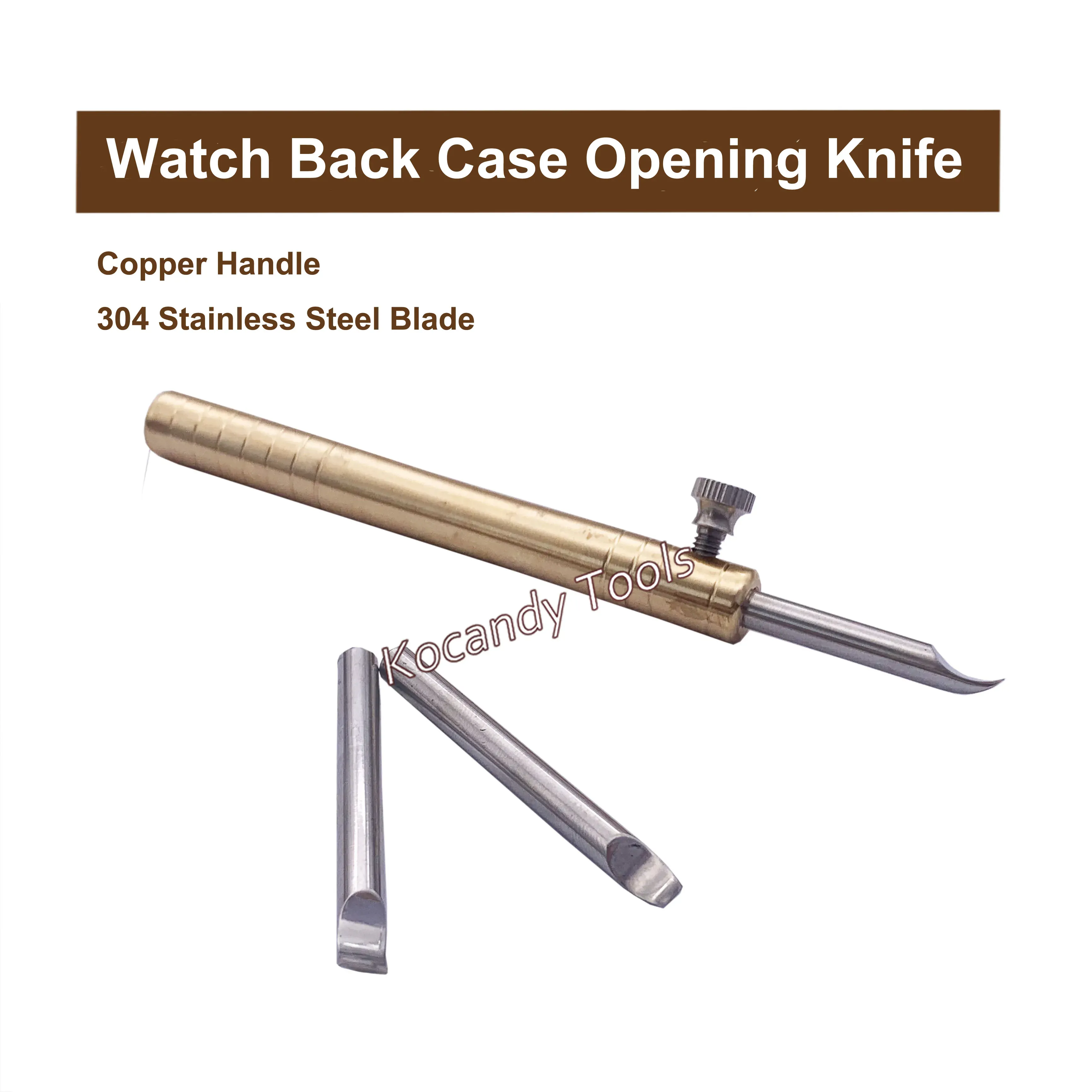 Brass-handled case opening knife showing a 3mm blade