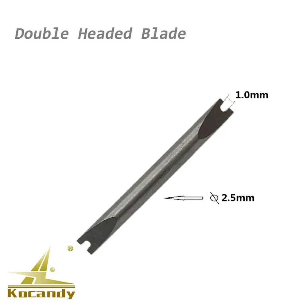 Double-ended driver blade with 1.0 mm and 2.5 mm marks