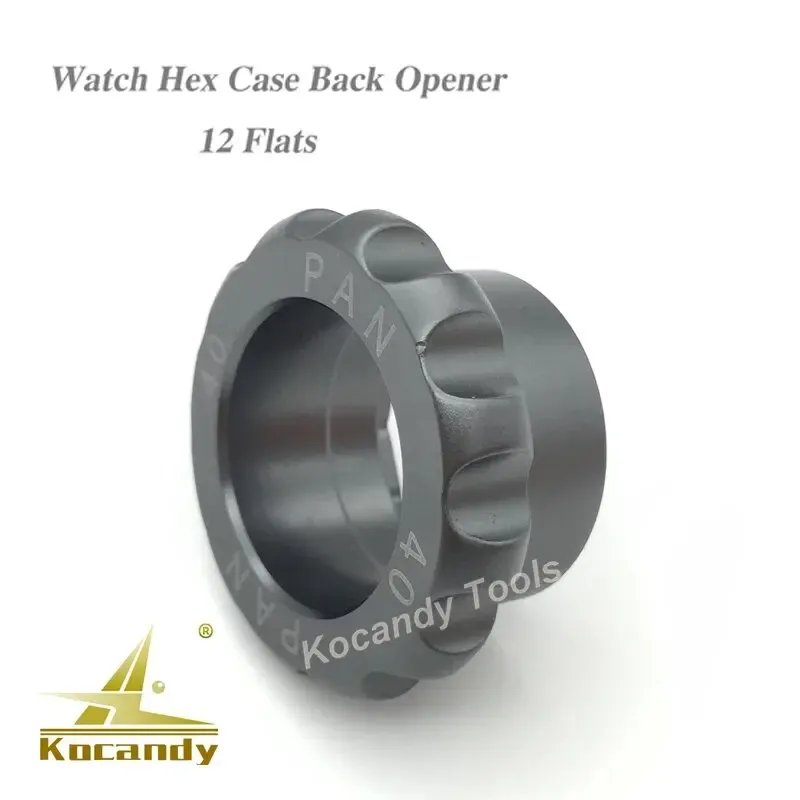 Panerai style case opener die shown at an angle on white