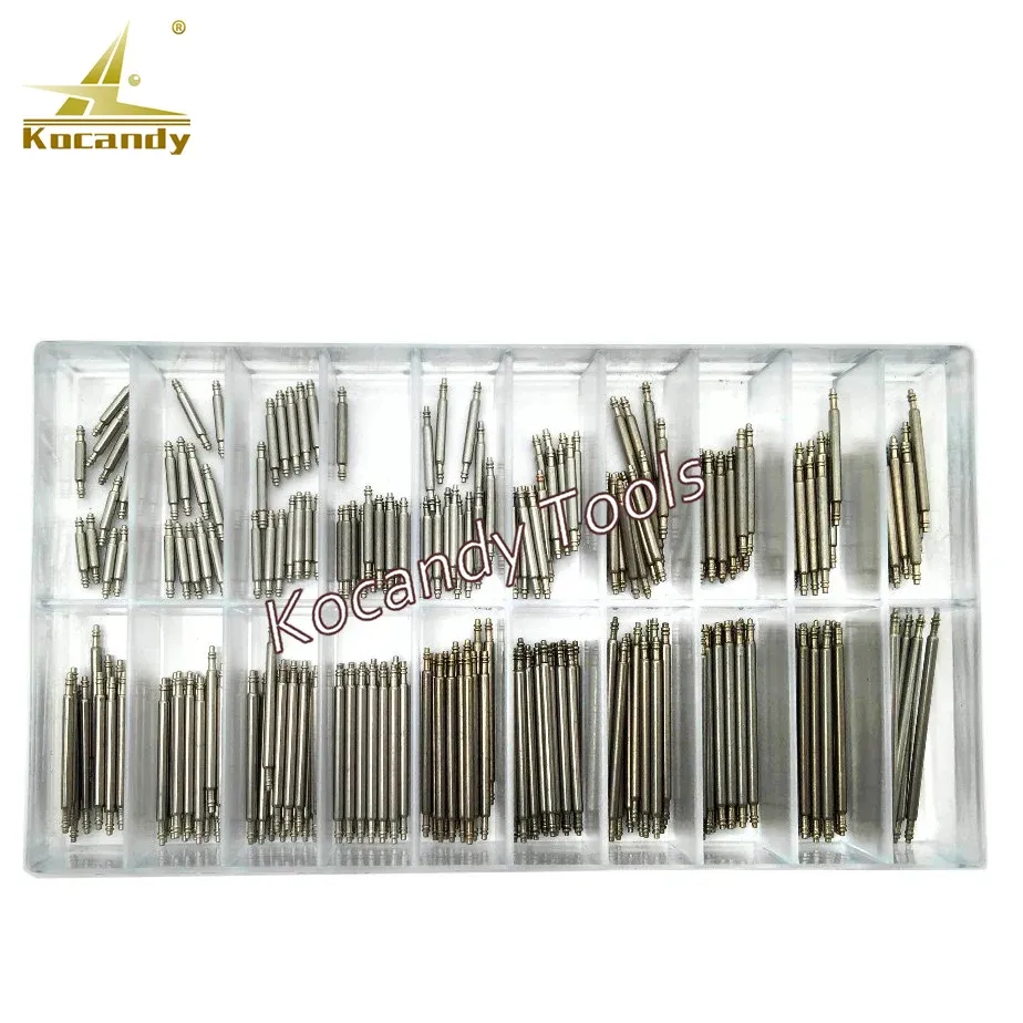 Compartment box filled with assorted double flange spring bars
