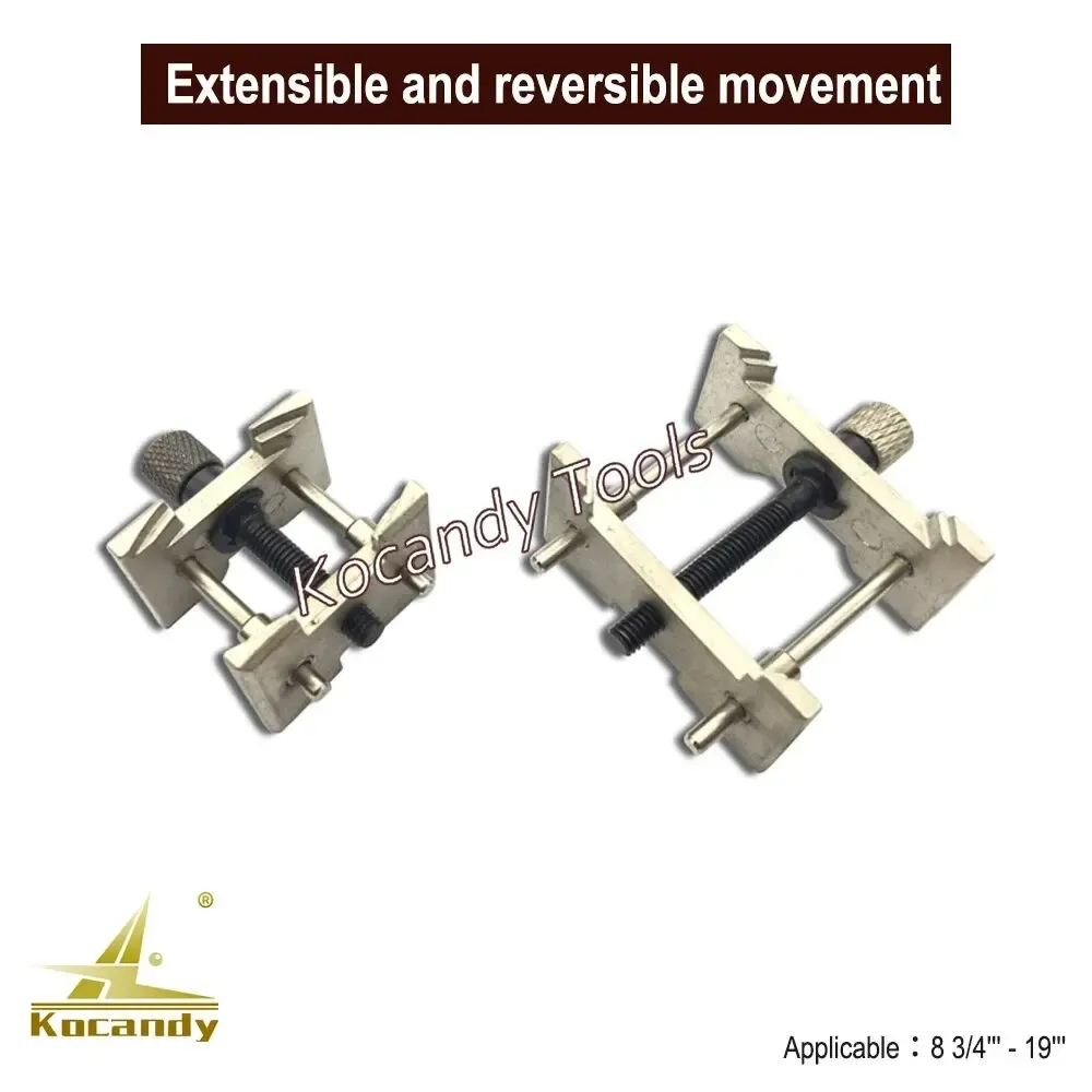 Two silver alloy watch movement fixing clamps shown side by side