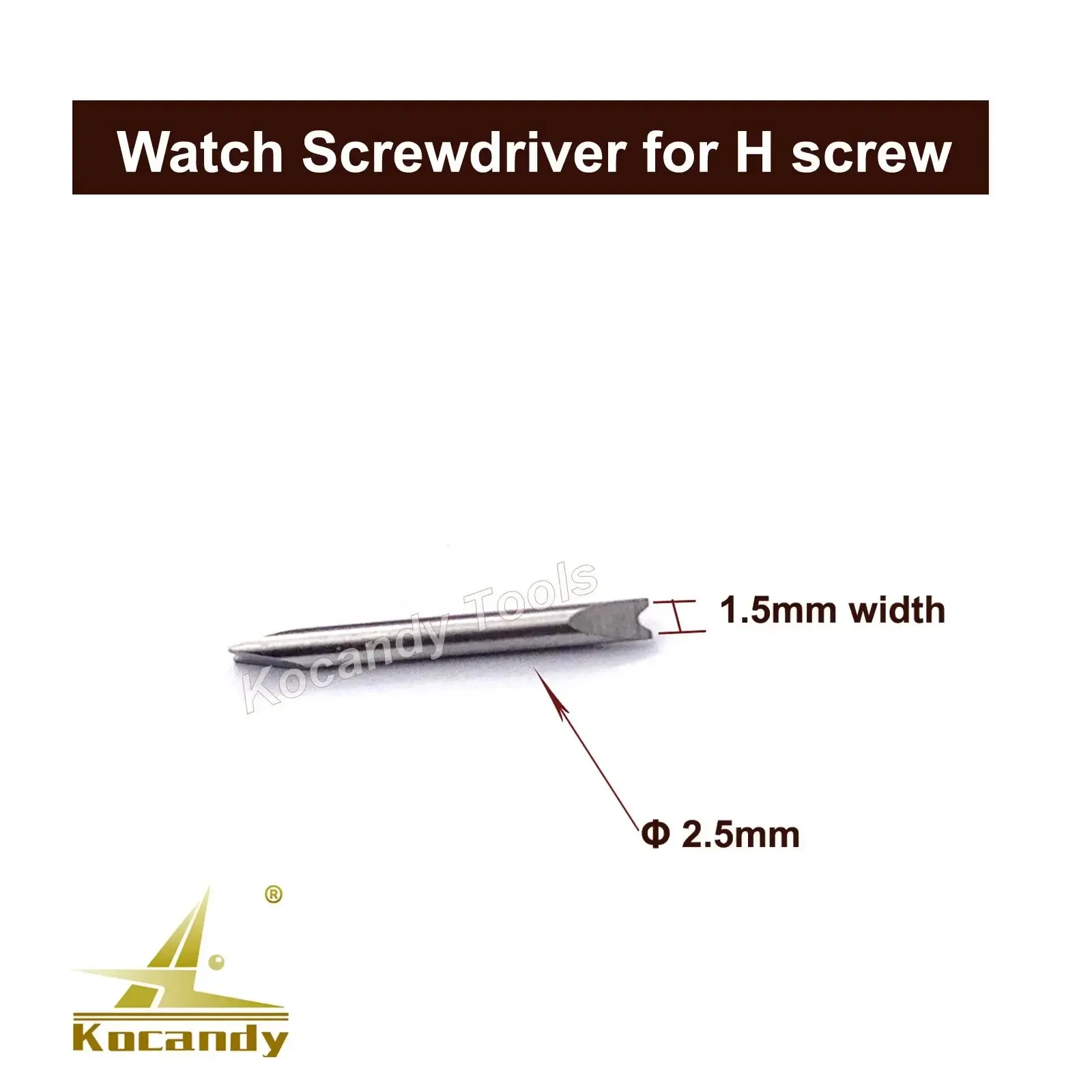 Screwdriver tip close-up with 1.5mm width and 2.5mm callouts