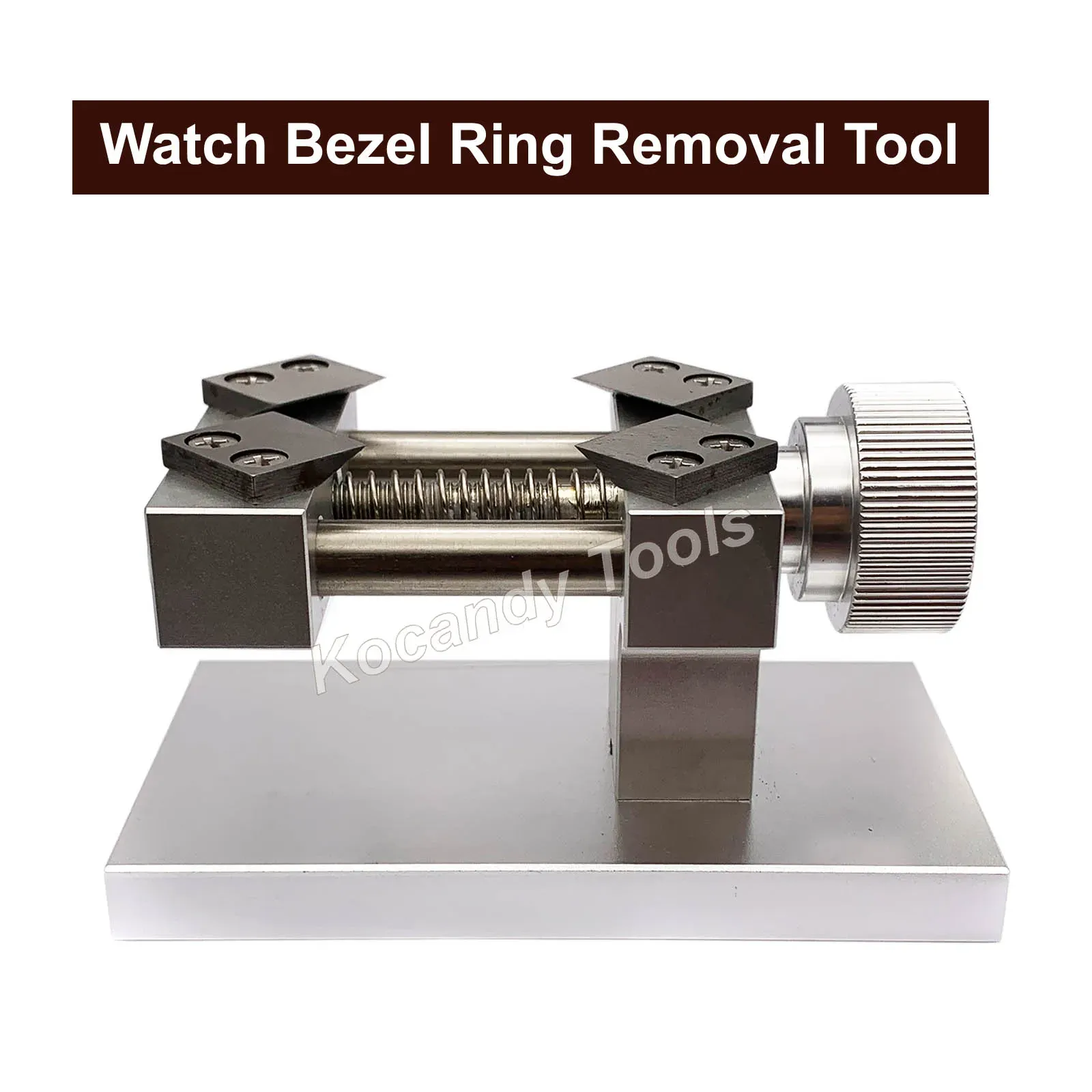 Bezel ring remover with wide blades and two adjustment wheels
