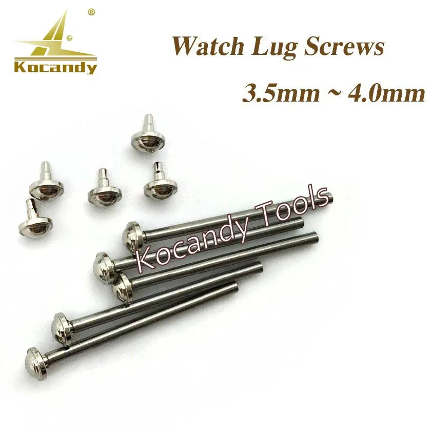 Rivet-end spring bar pins scattered, watch lug screws 3.5mm to 4.0mm