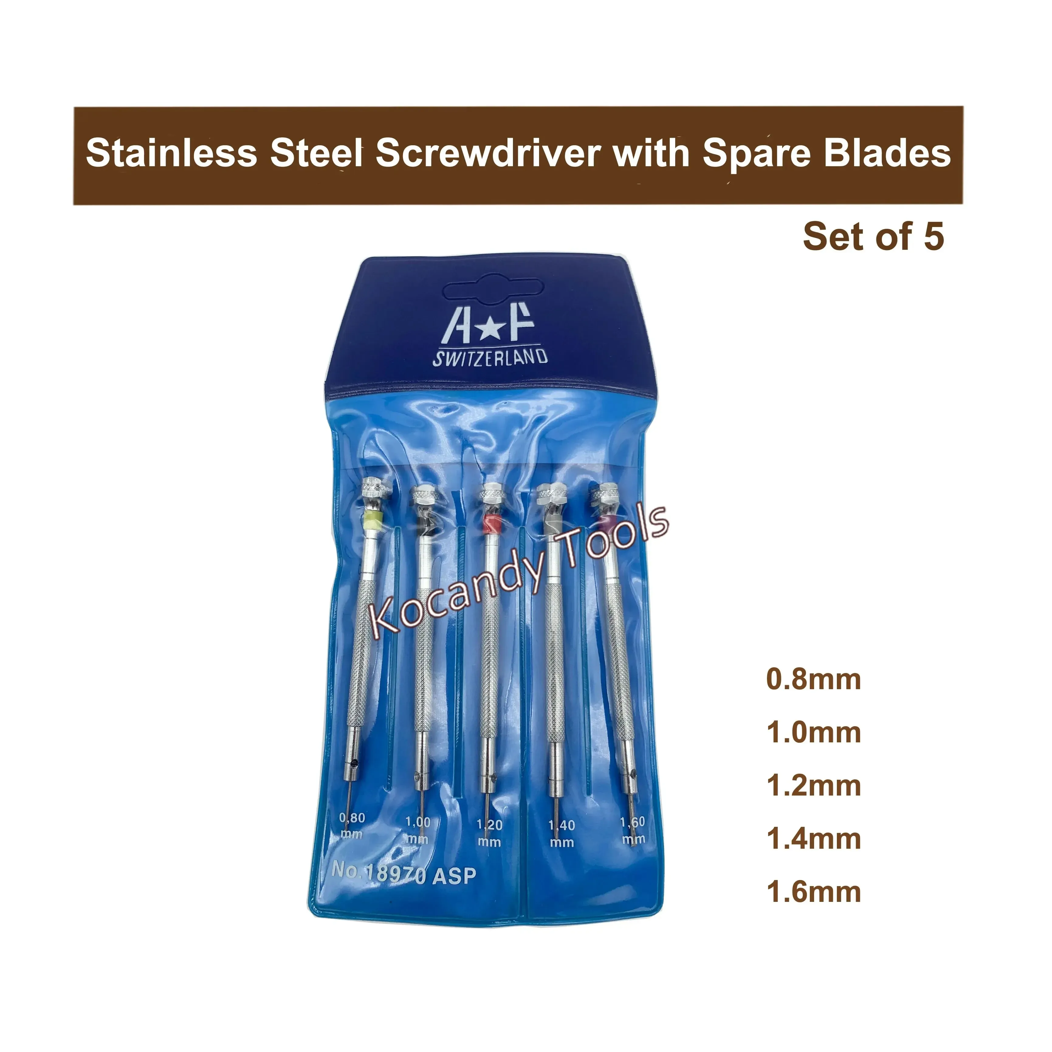 Screwdriver set packed inside a blue plastic pouch