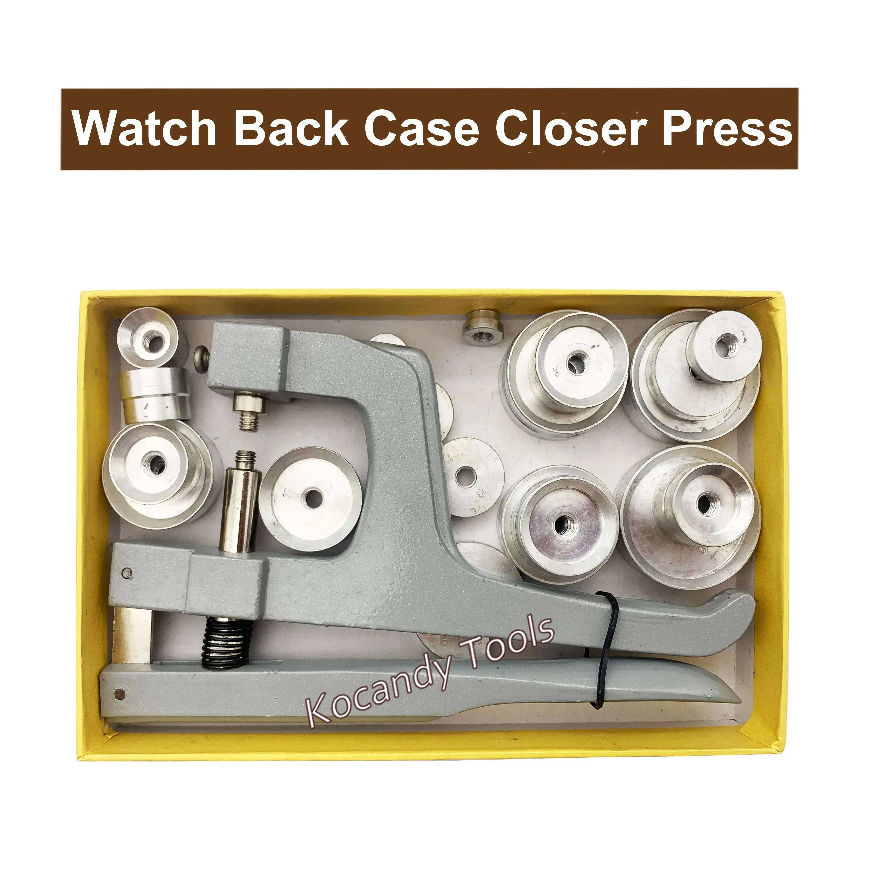 Set of round metal dies laid out in a fitted storage tray