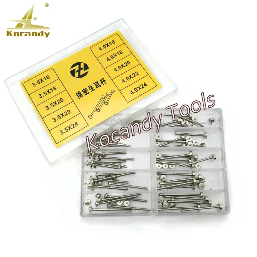 Yellow label with a row of tiny rivet spring bar pins