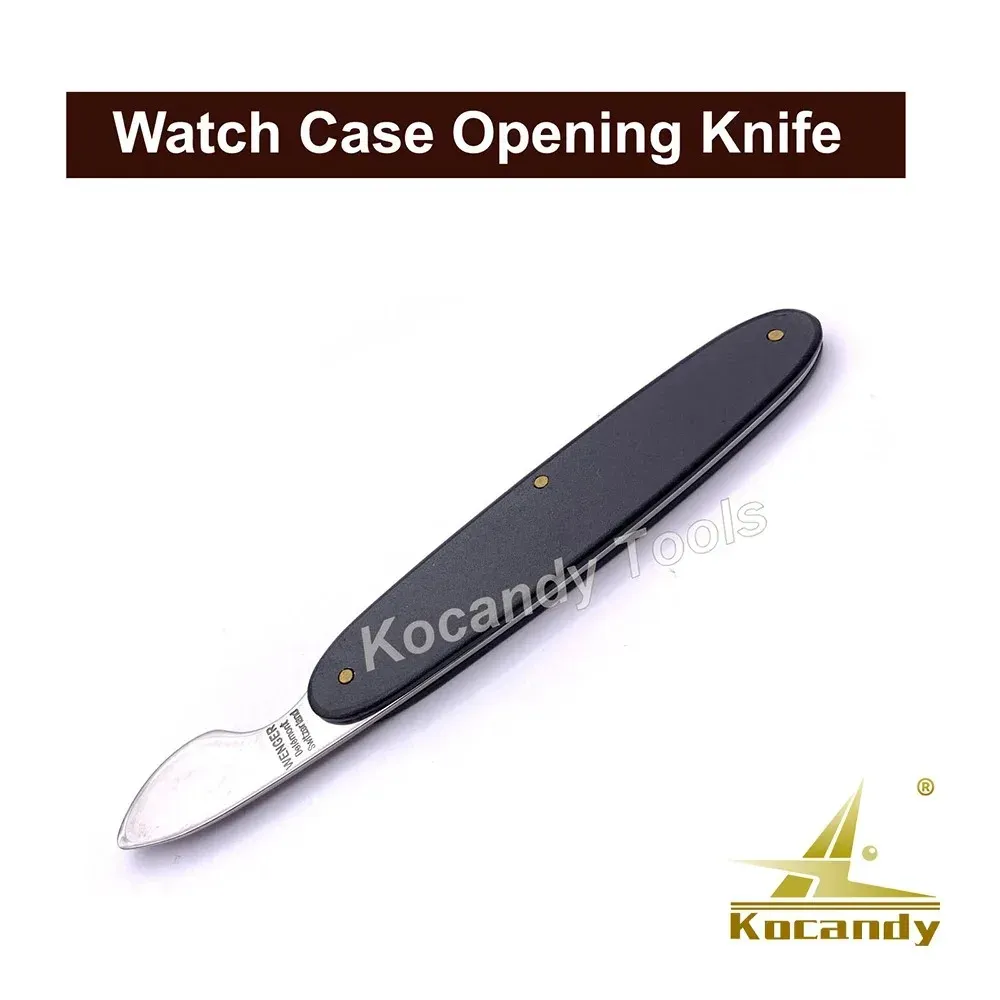 Case back opener knife with black handle and open blade