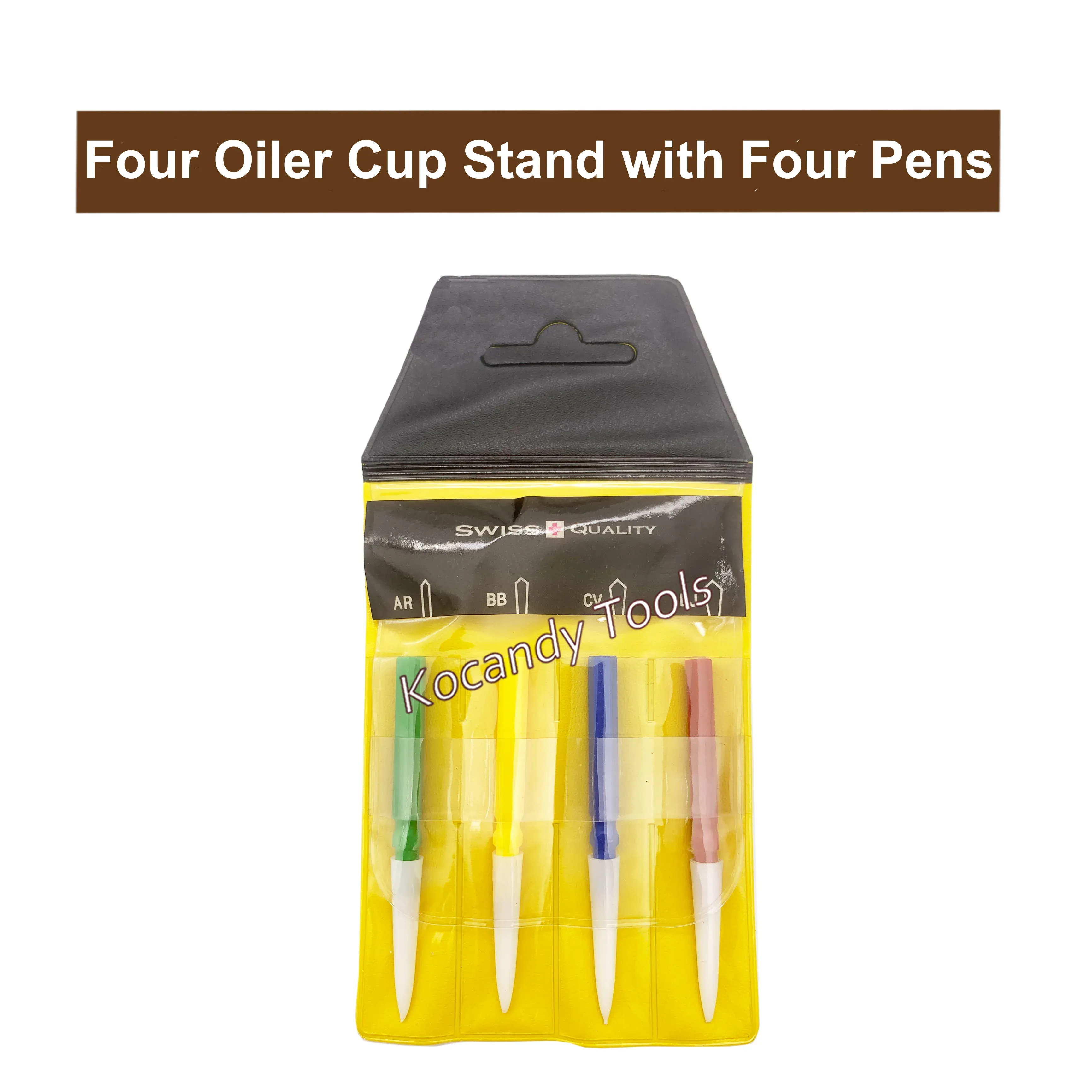 Retail blister pack of four pens in blue, green, yellow and red