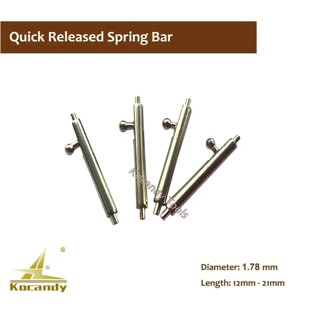Spring bars spread out labelled diameter 1.78mm length 12mm