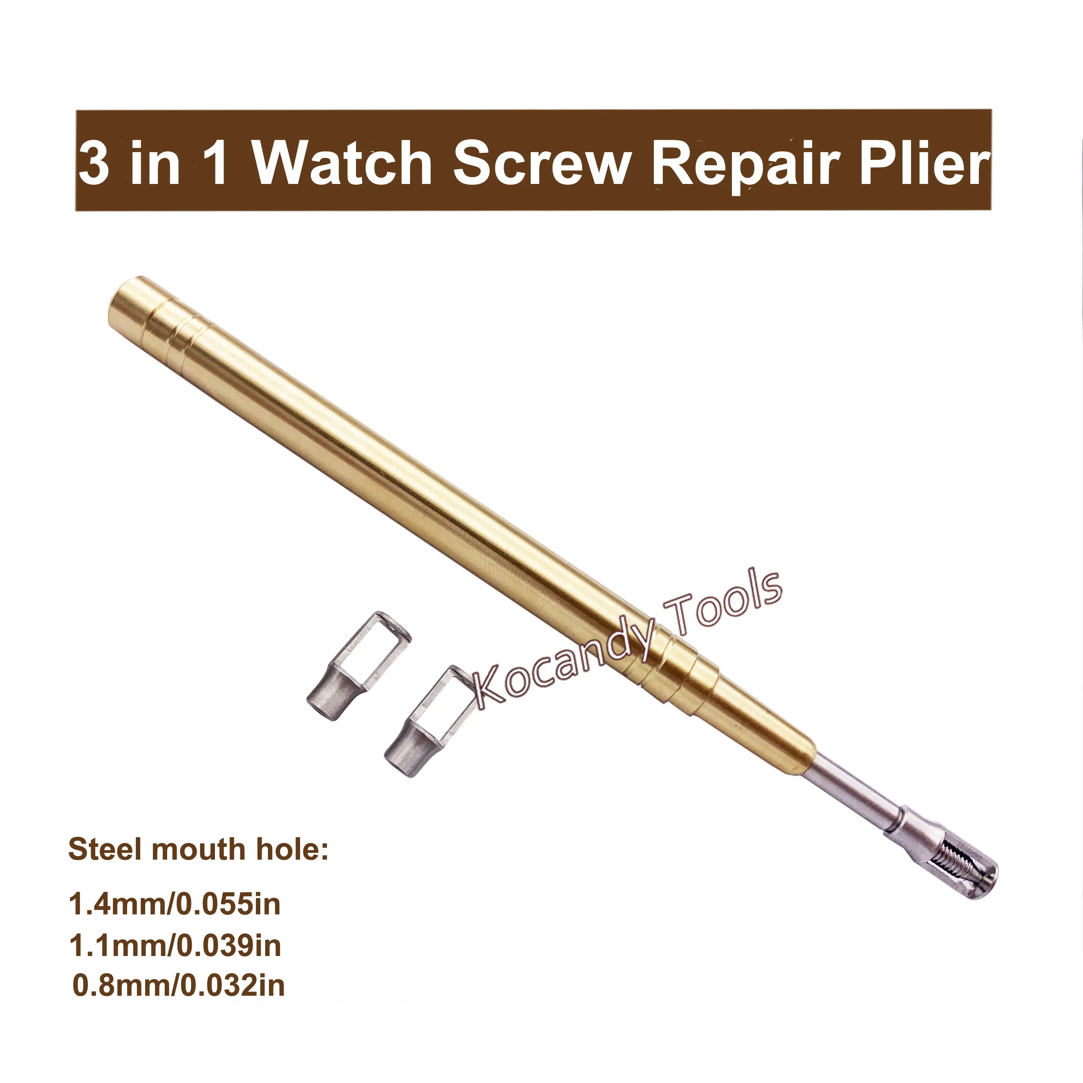 Brass rivet plier tool for watch screws lying diagonally