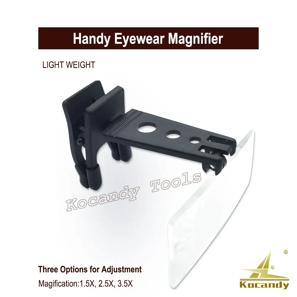 Black foldable magnifier glasses with clear lens, 1.5X 2.5X 3.5X