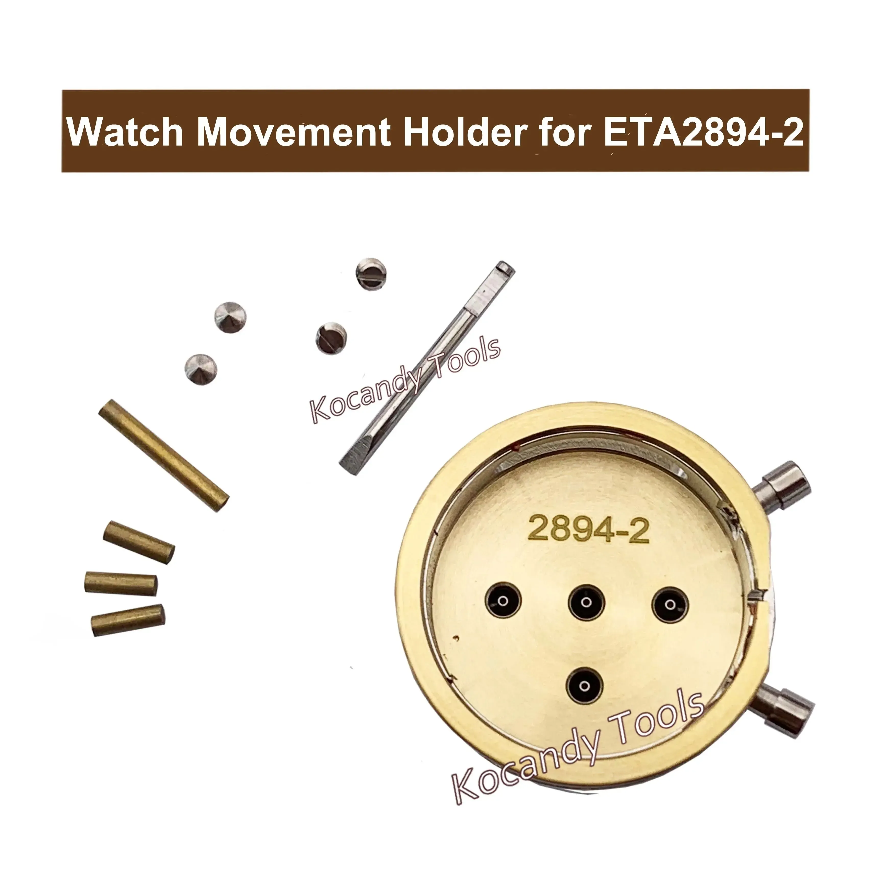 Brass movement holder ring with three locating pins and screws