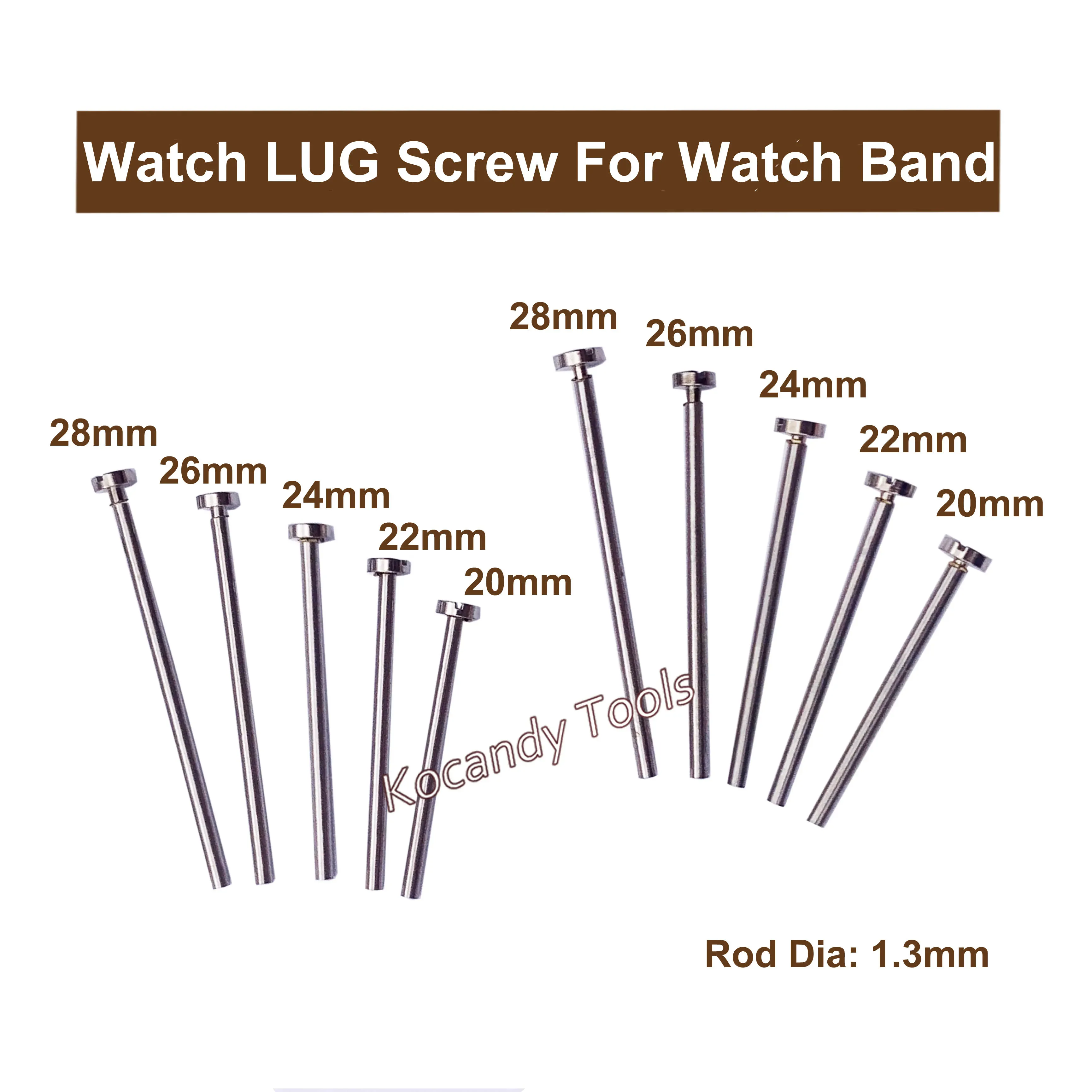 Diagram of screw pin sizes with head thickness 1.0mm callouts