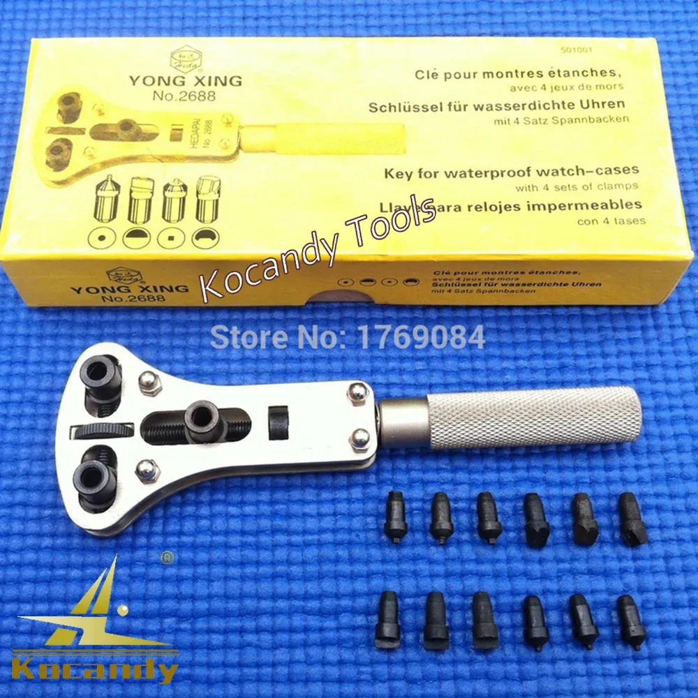 Jaxa style case opener wrench on a yellow retail card with dies