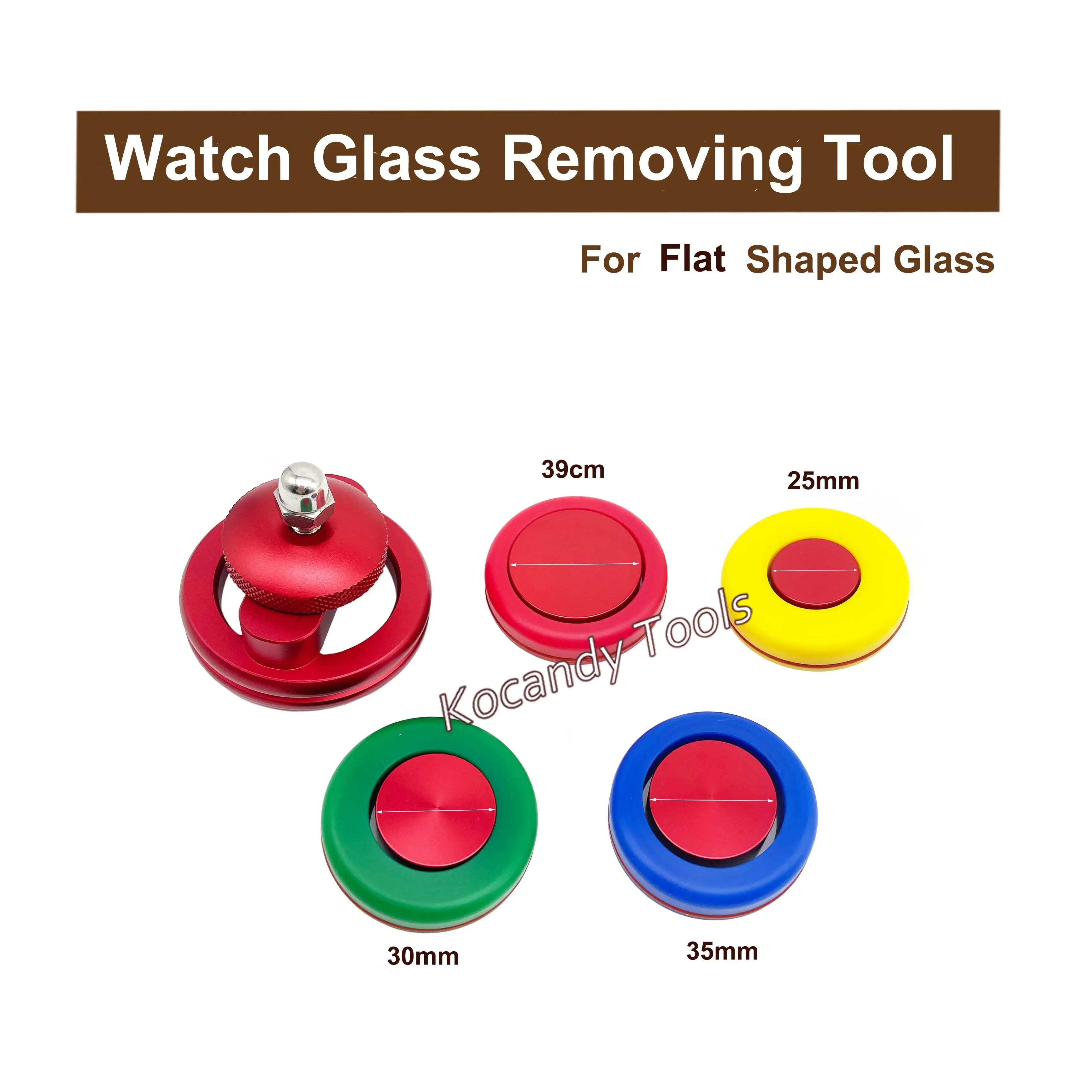 Red and coloured suction pads labelled with maximum and minimum sizes