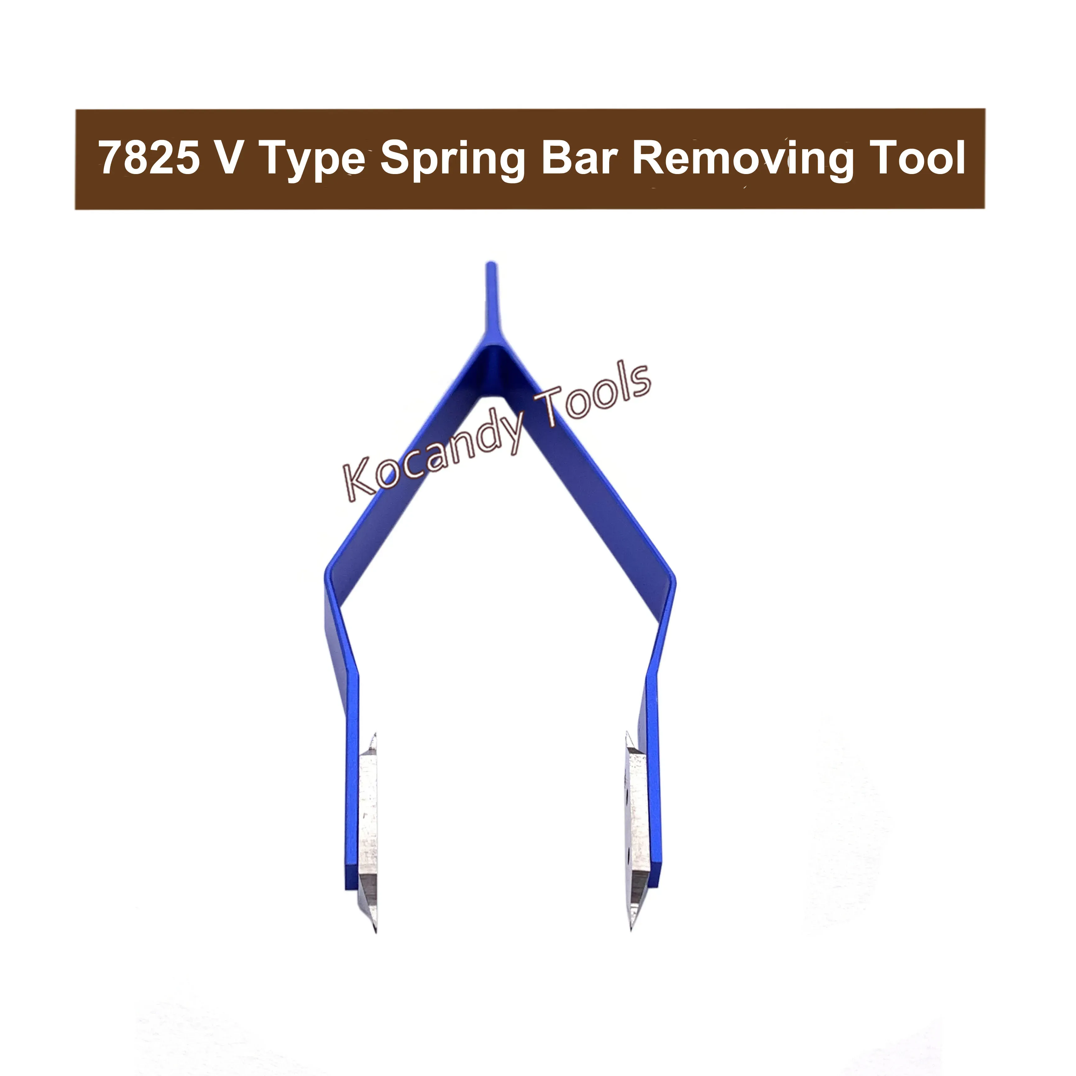 Blue slim spring bar pliers standing upright on white