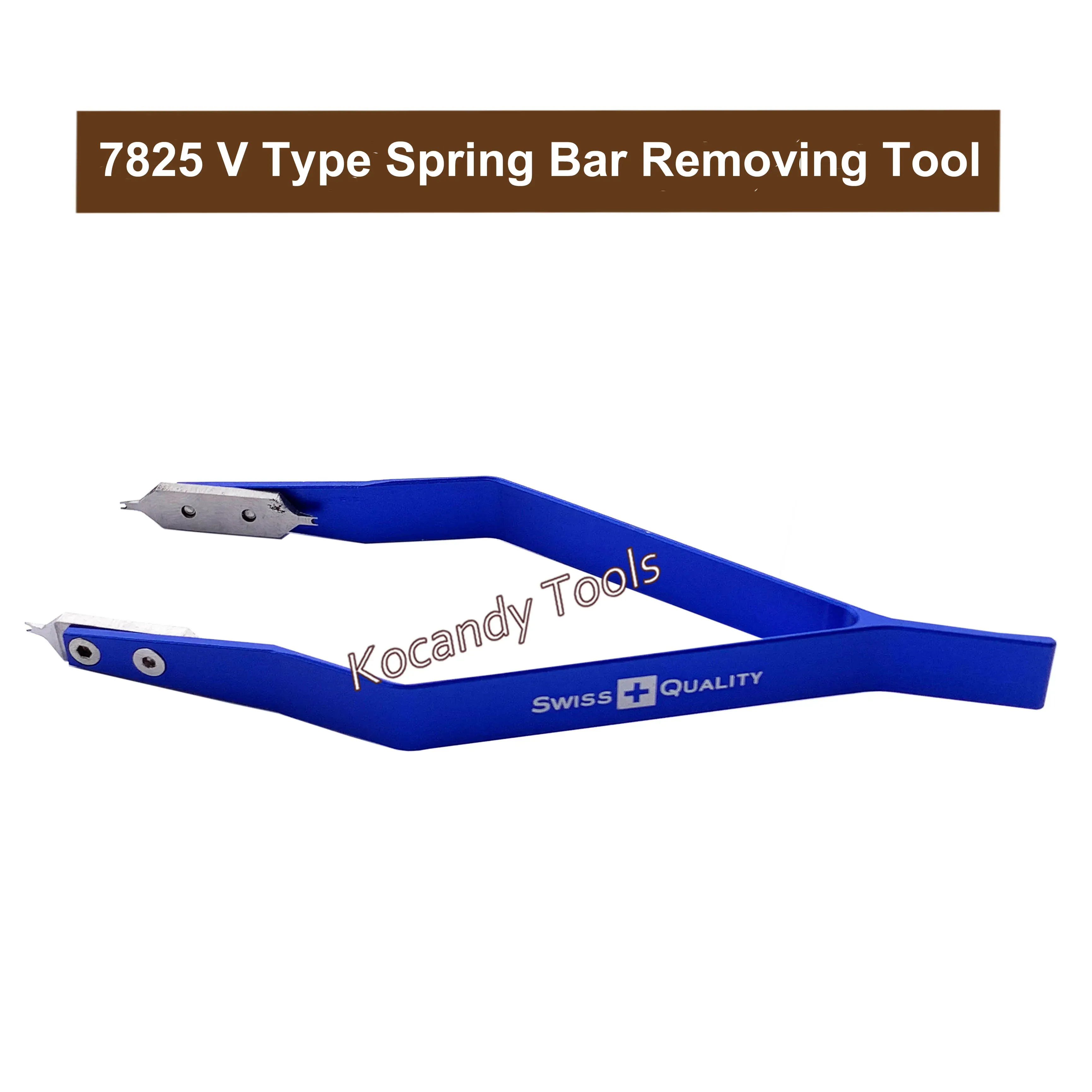 Blue spring bar tool with pointed tips, 7825 V type