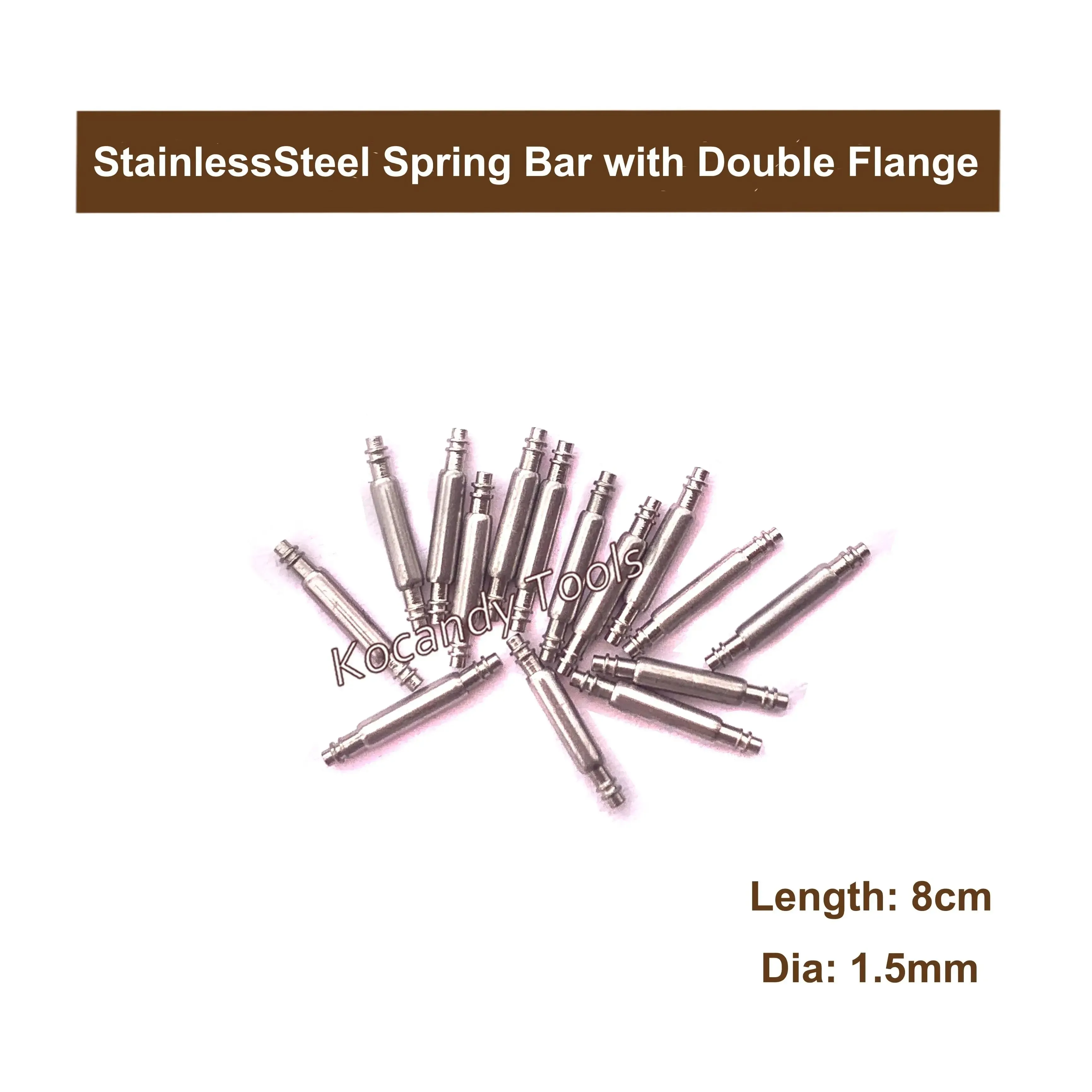 Spring bars laid out labelled length 10mm dia 1.5mm