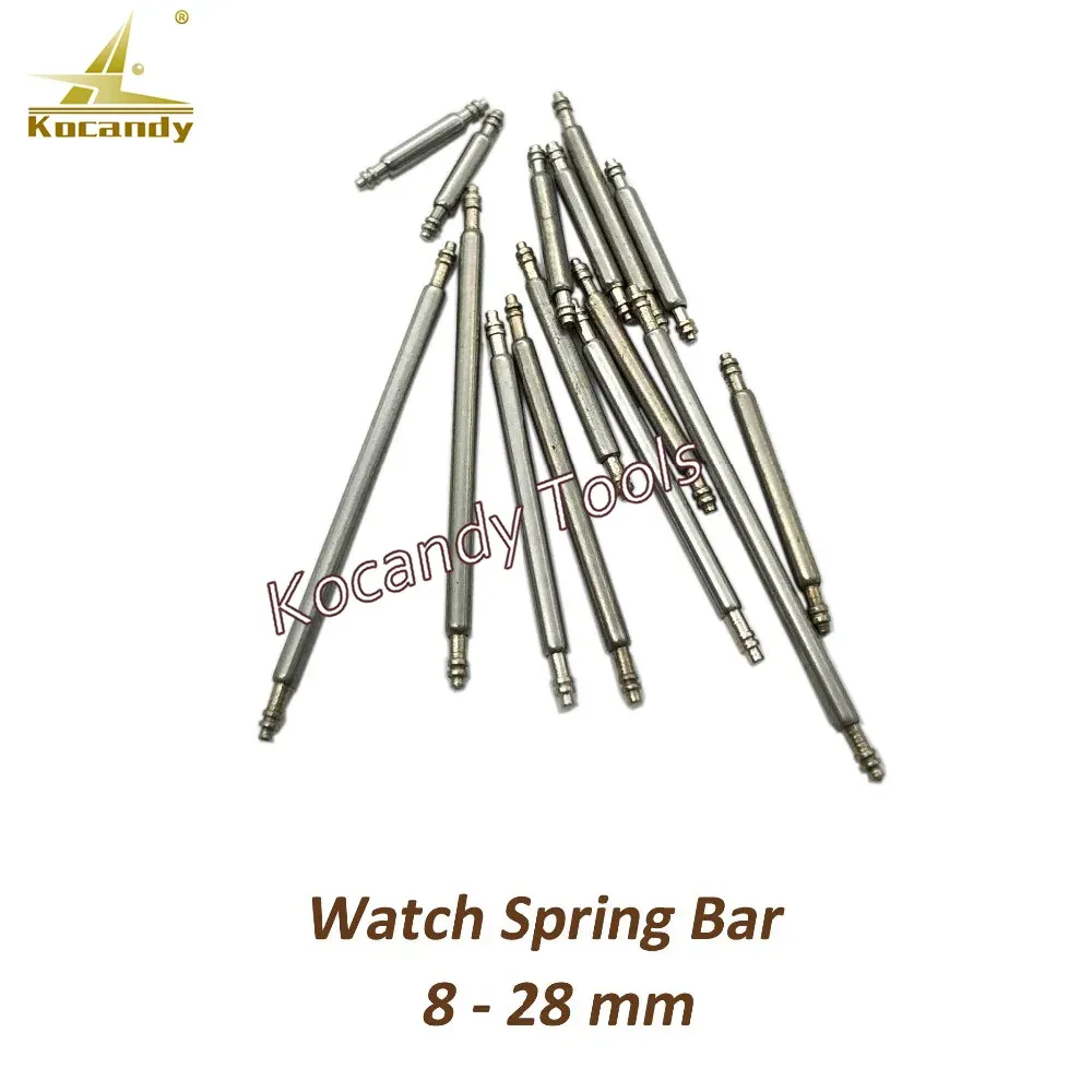 Spring bars standing in a bundle labelled 8 to 28mm