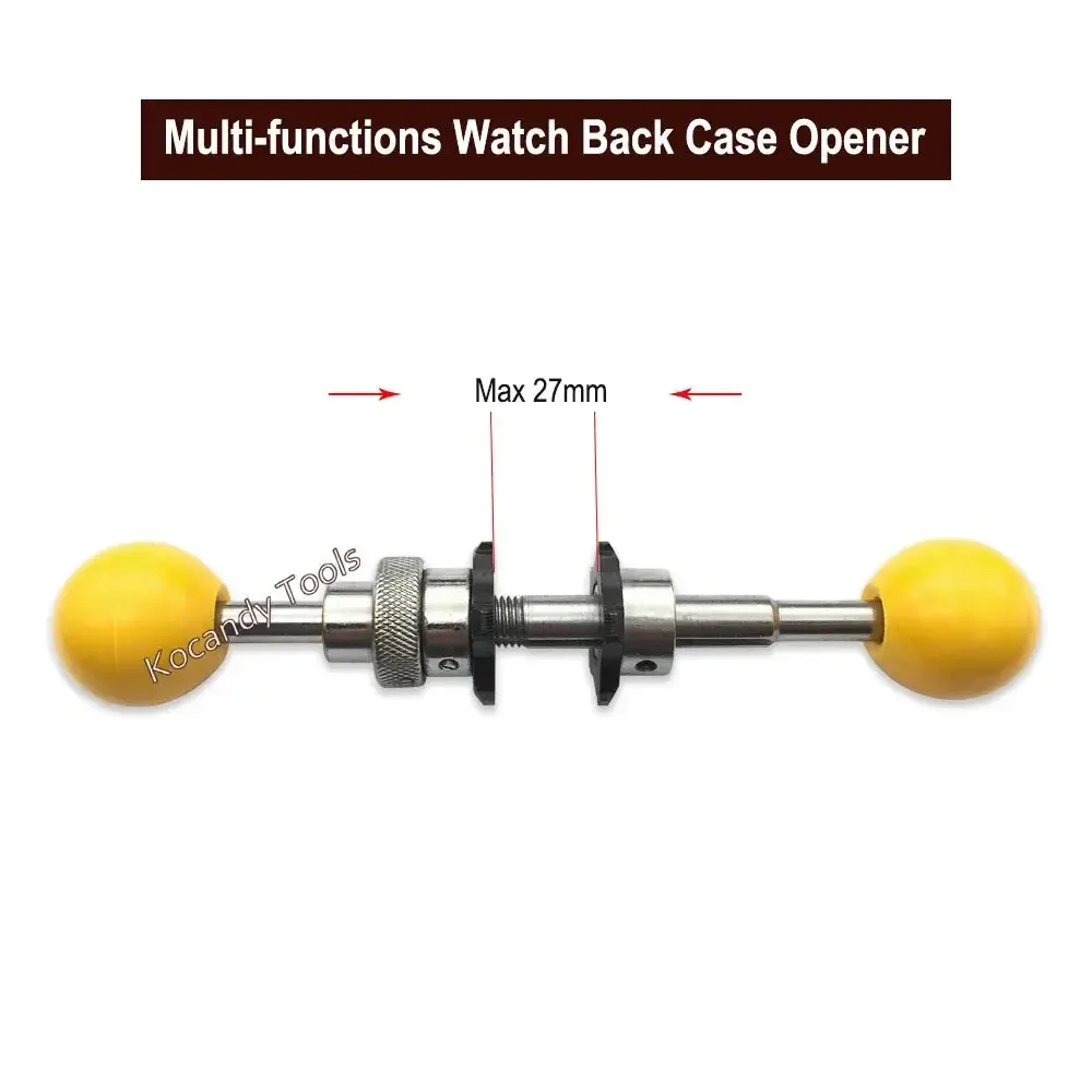 Case opener with yellow ball ends angled across a white background