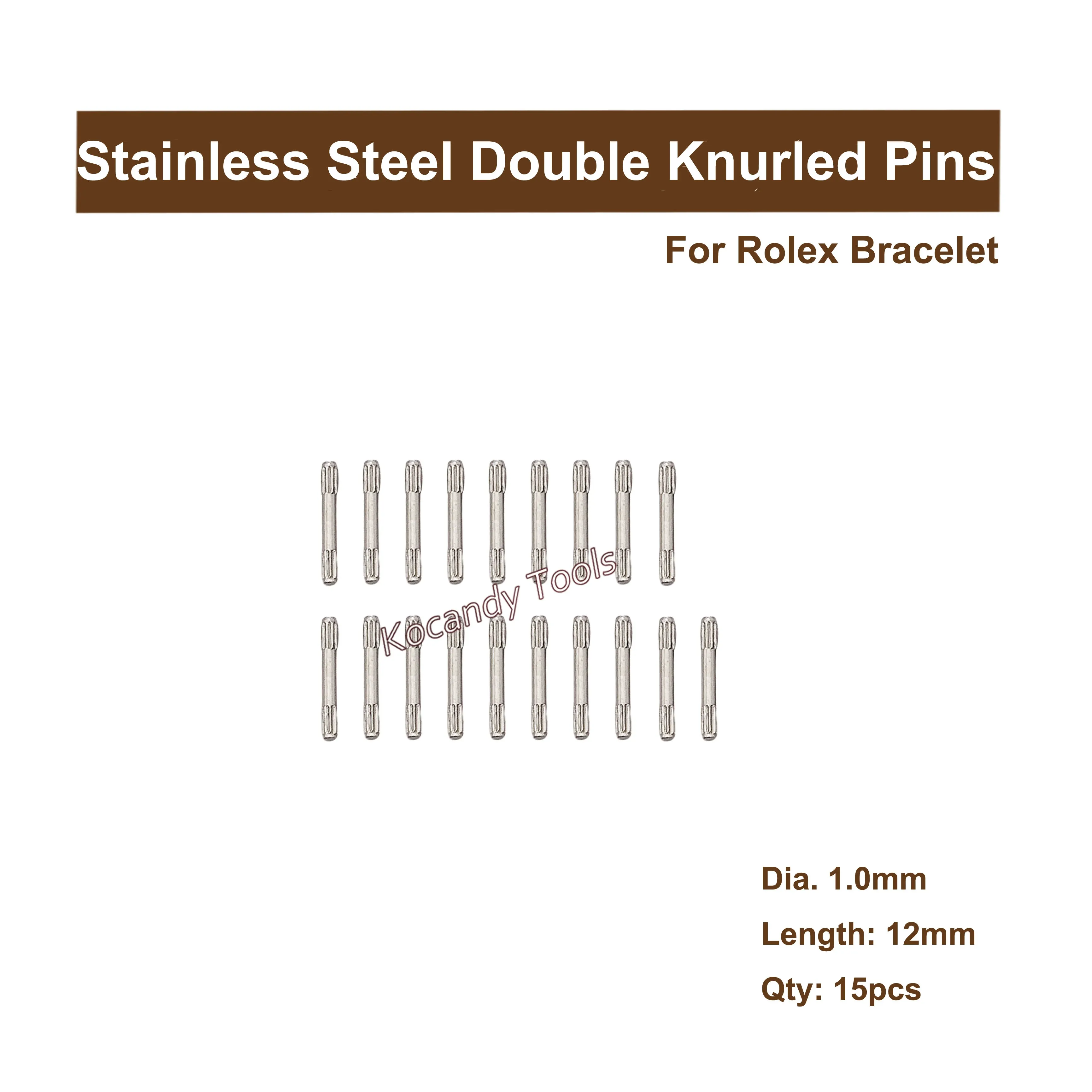 Close-up of double knurled pin ends showing the 1.5 mm diameter