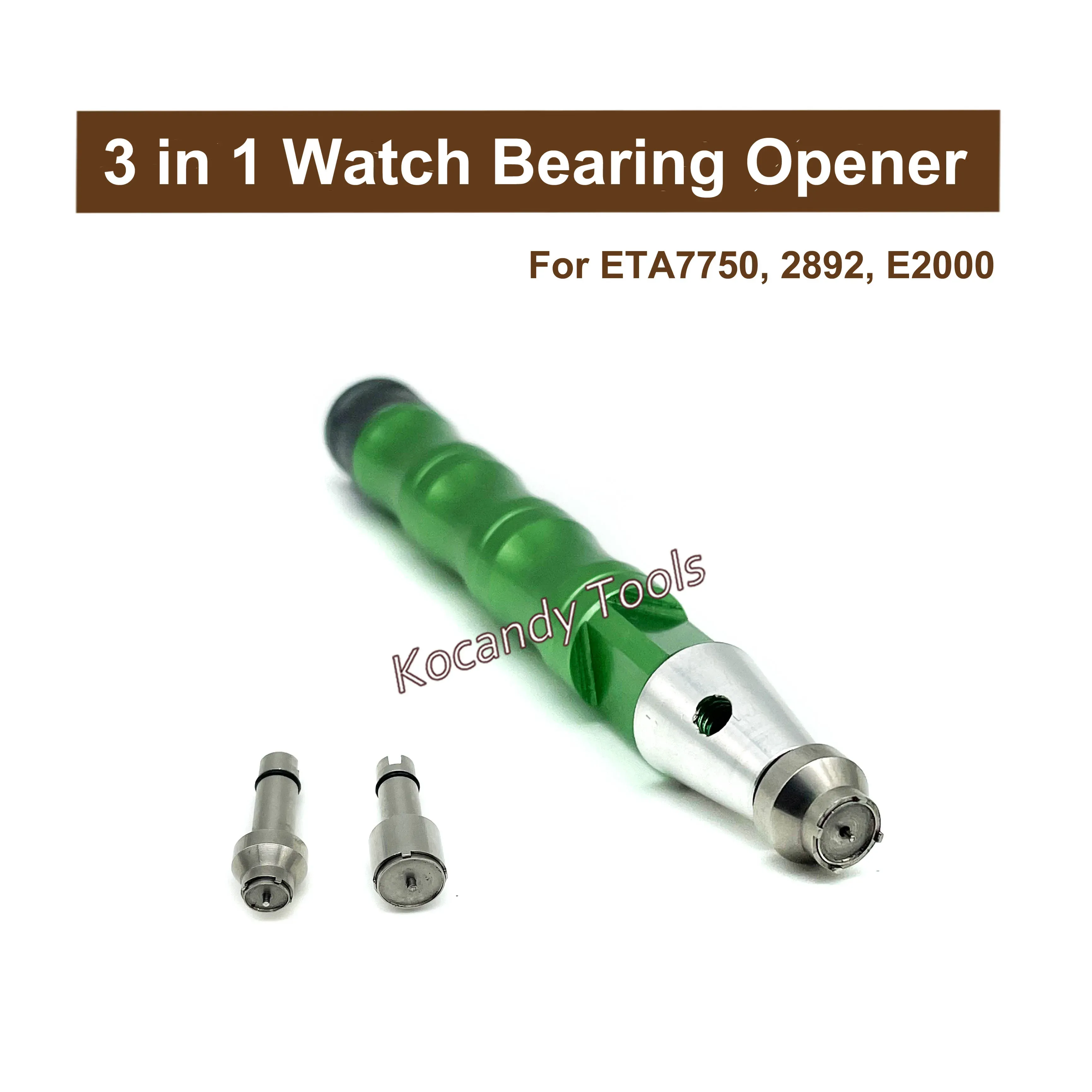 Green knurled 3-in-1 tool standing with its punch tips