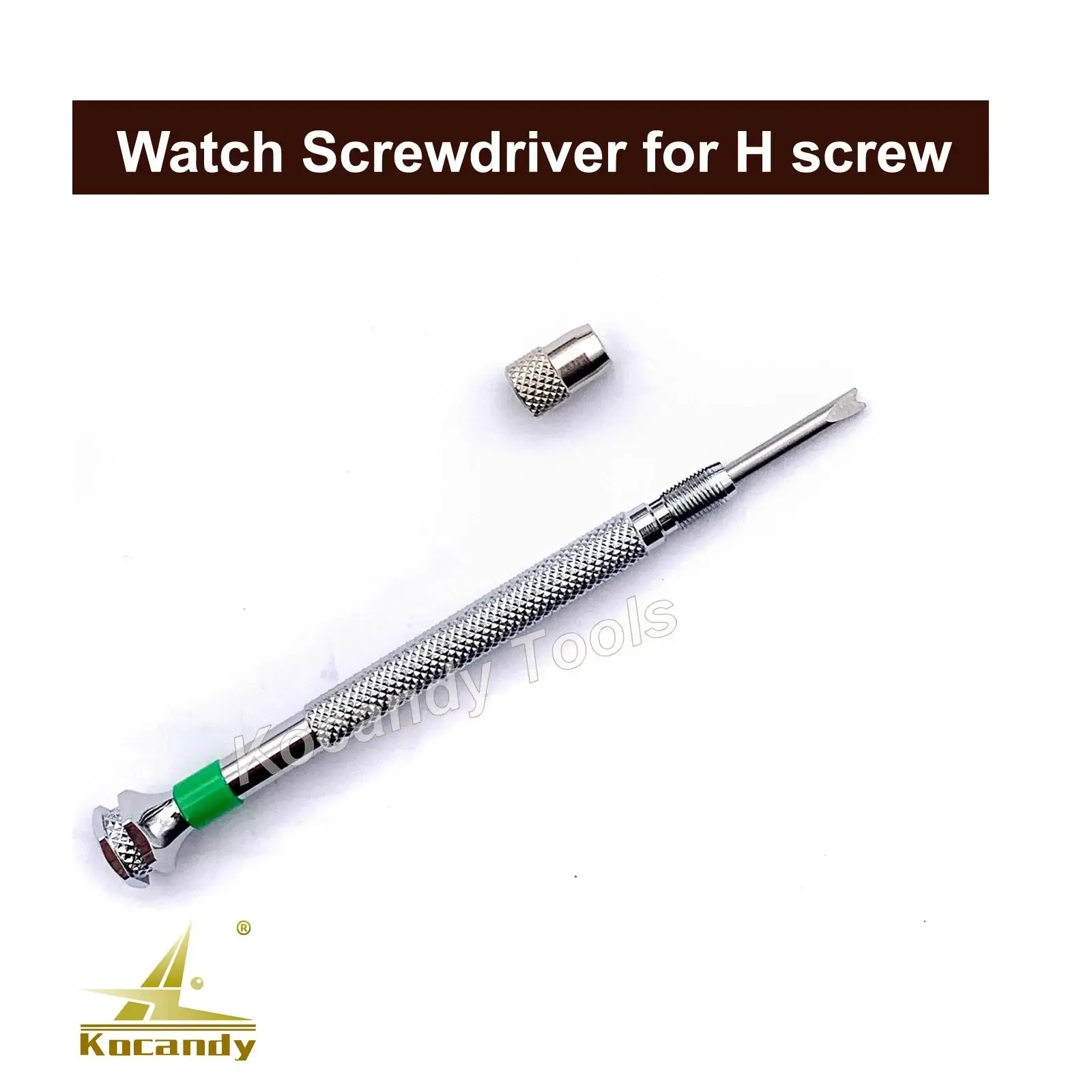 Screwdriver with replacement tip beside it for Hublot watch repairs