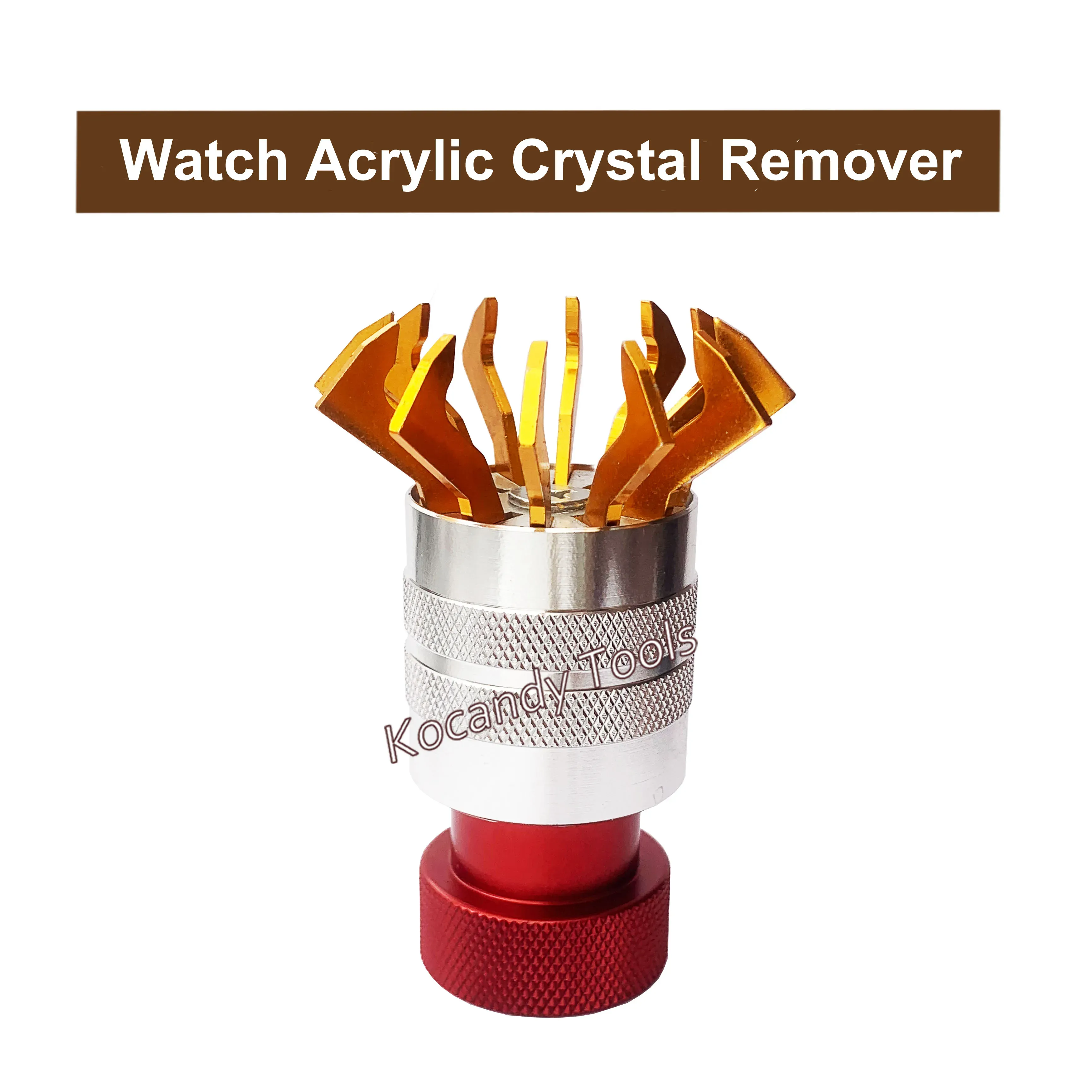 Case crystal remover shown with orange finger pads on white