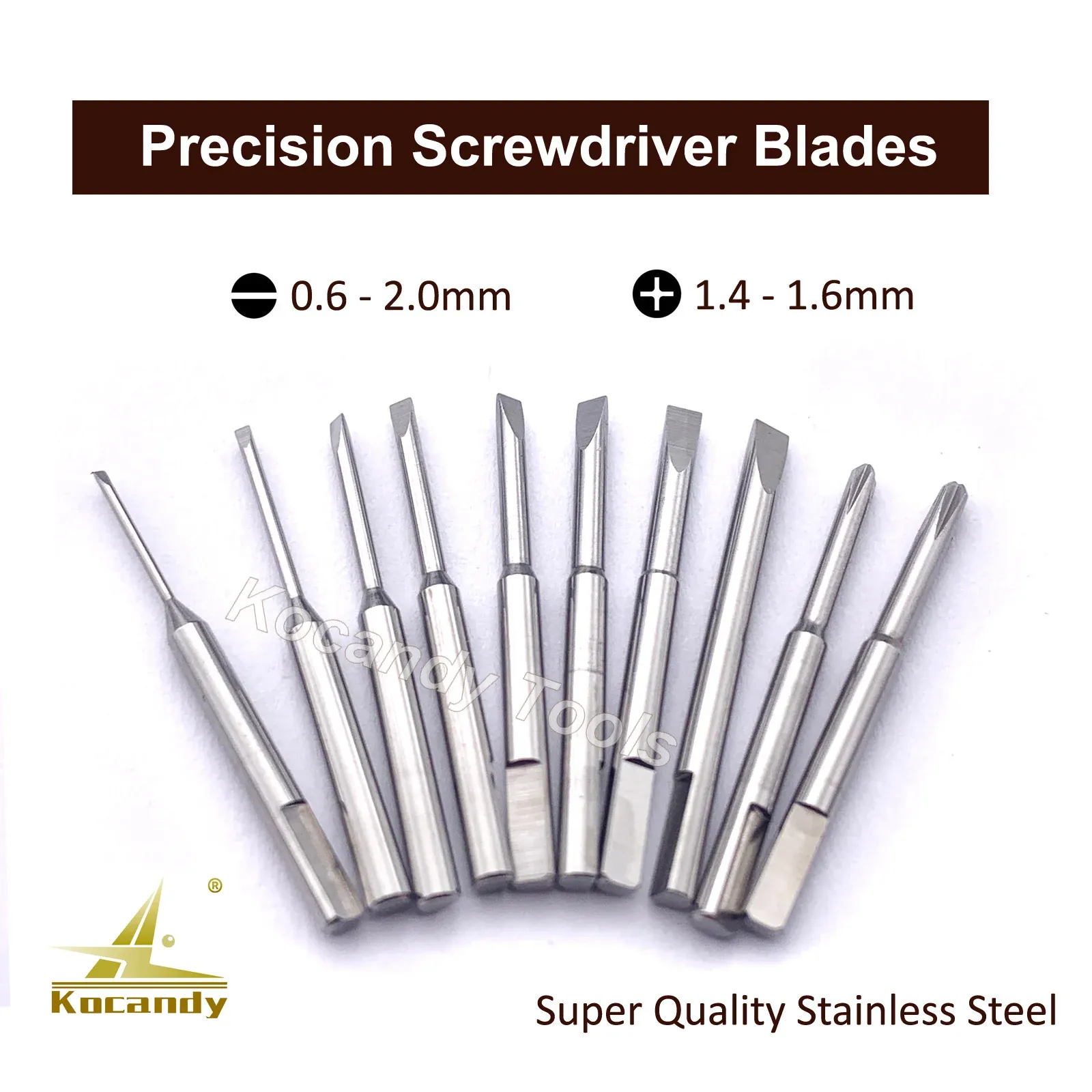 Screwdrivers standing in a row labelled S2 steel dia 4.0mm