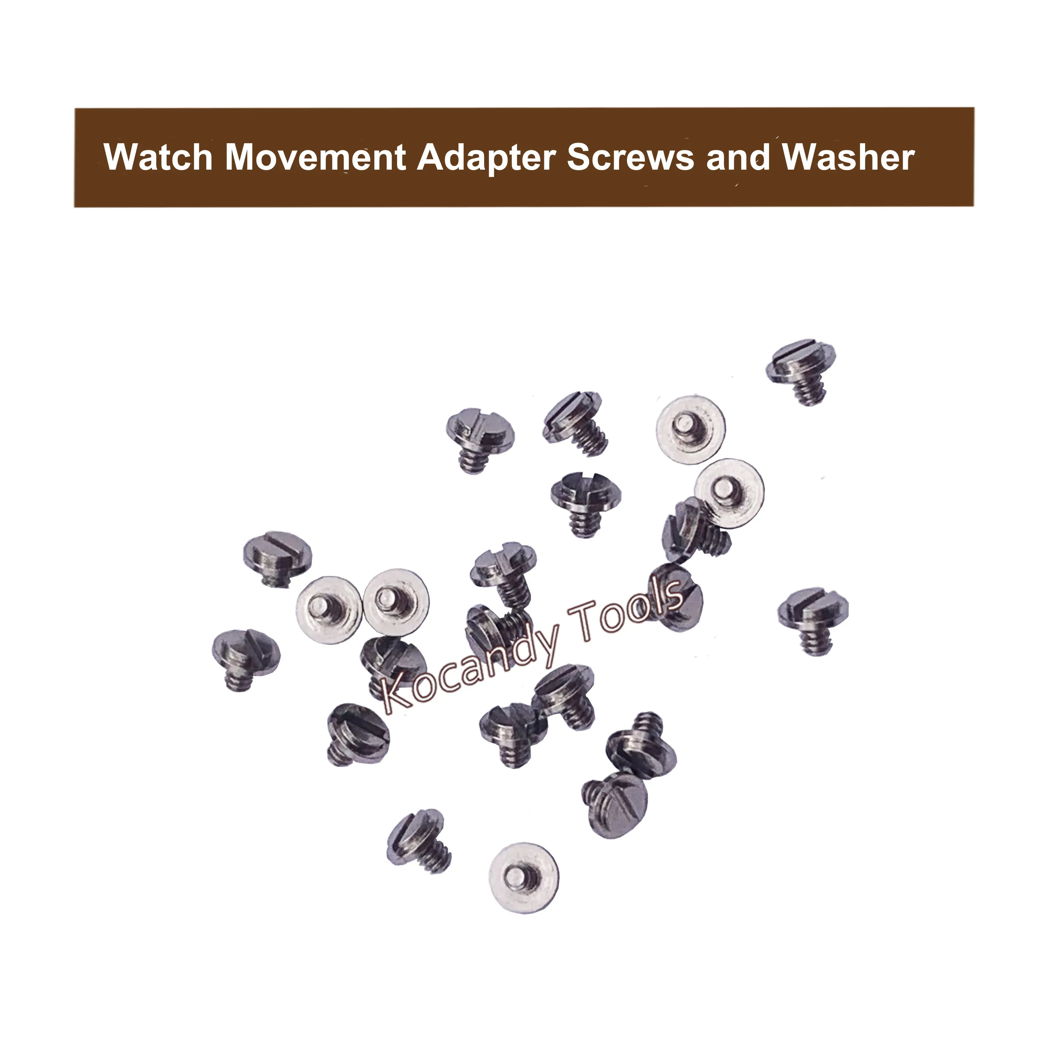 Pile of small silver watch movement adapter screws