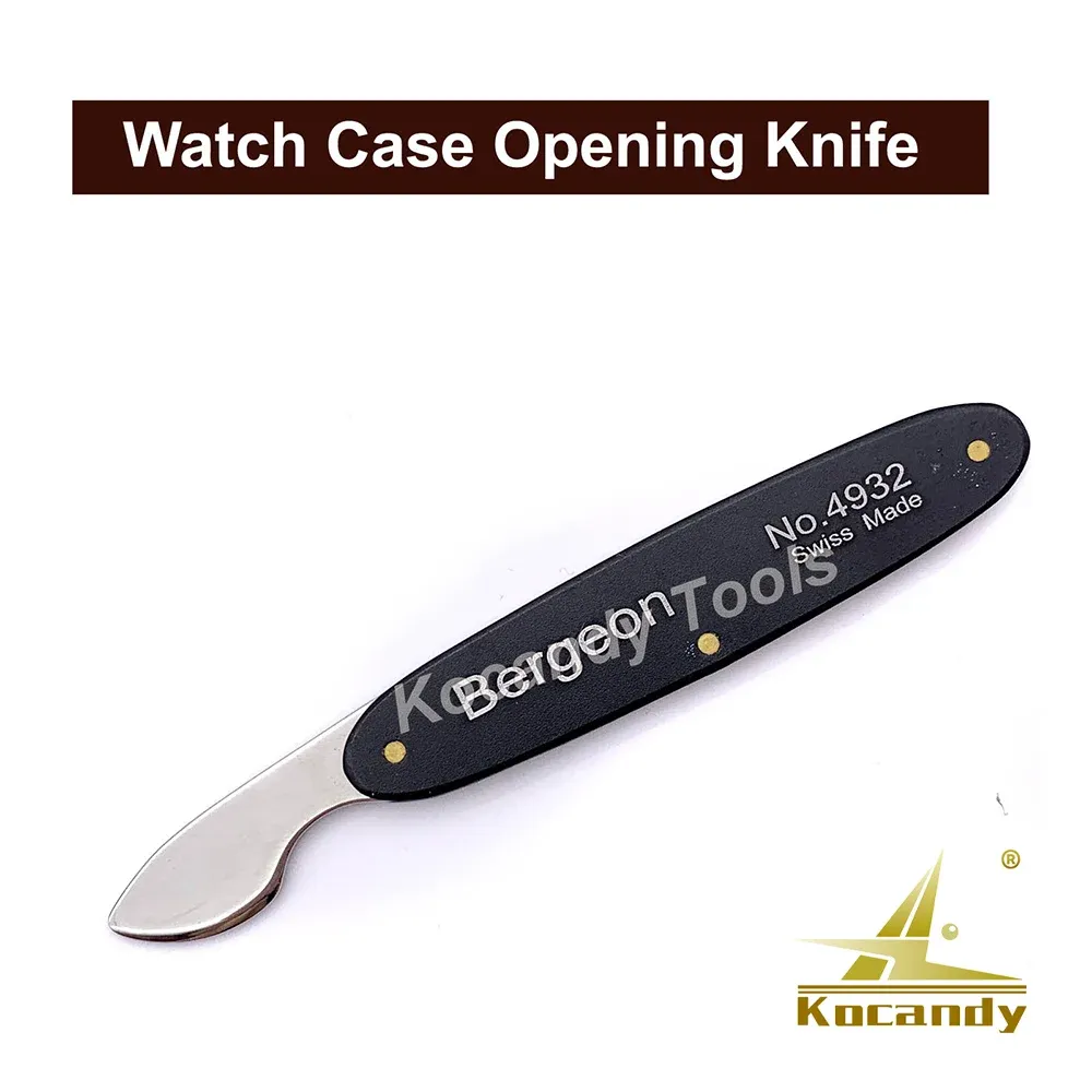 Black pocket knife style case opener with blade extended