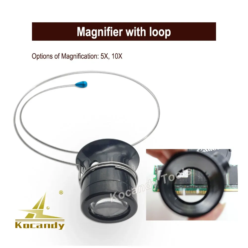 Black headband magnifier loupe with lens and adjustable head strap