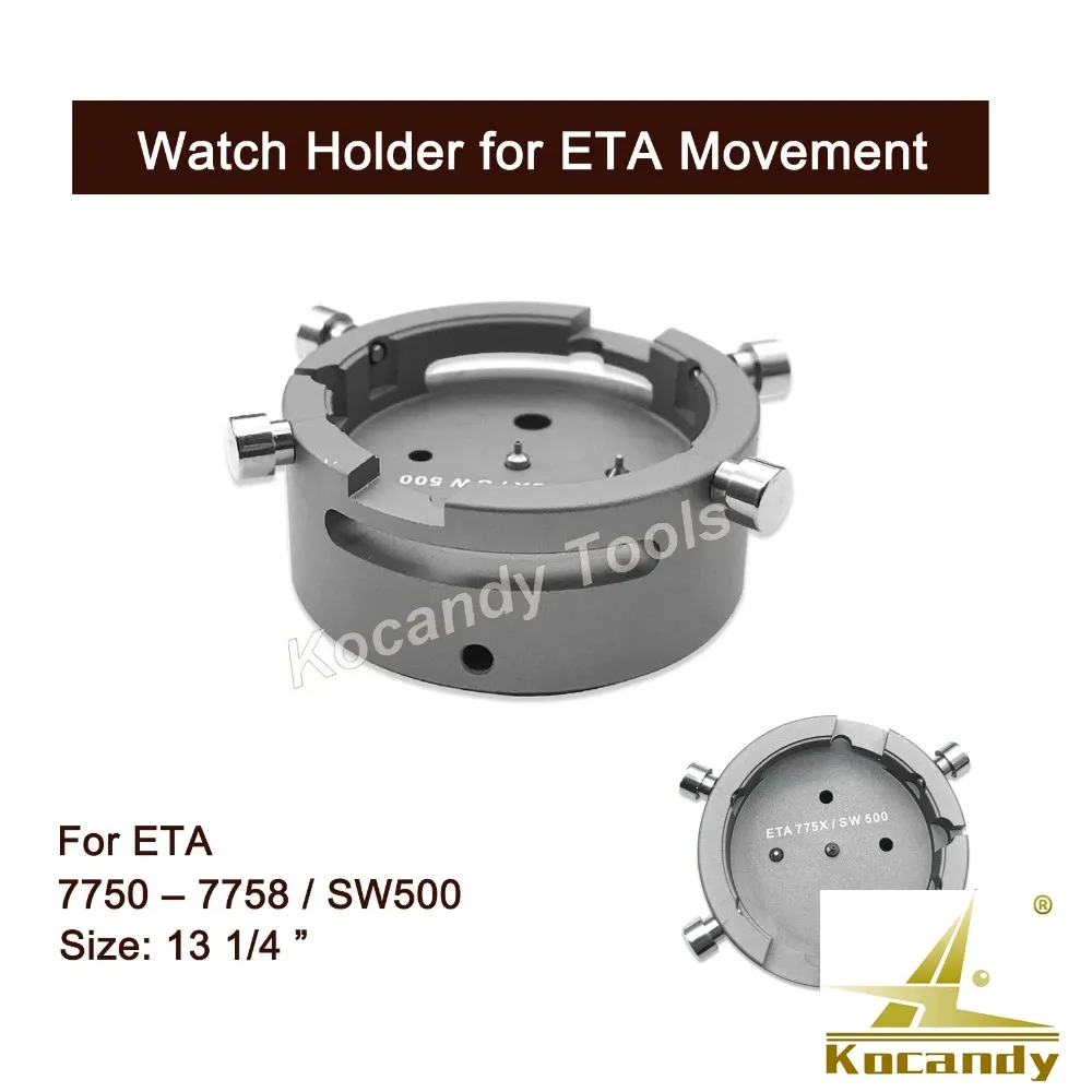 Grey round movement holder labelled for ETA 7750-7758 size 13 1/4