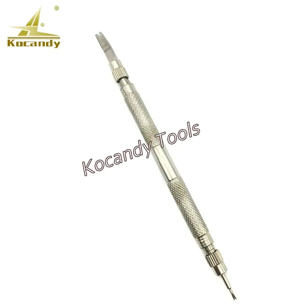 Watch spring bar tool lying diagonally on a white background