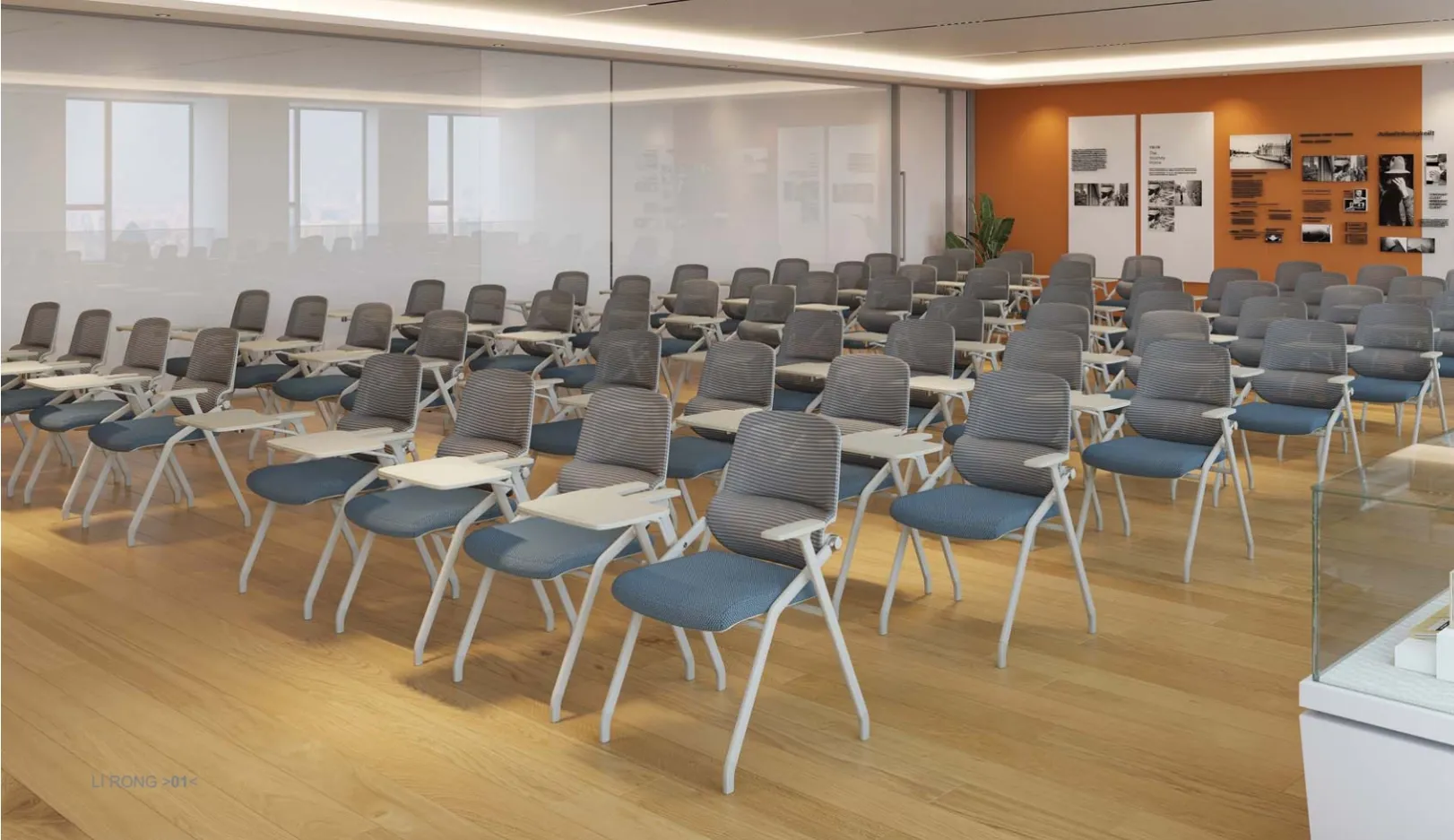 LR-D563 training chairs arranged in a modern education and lecture room