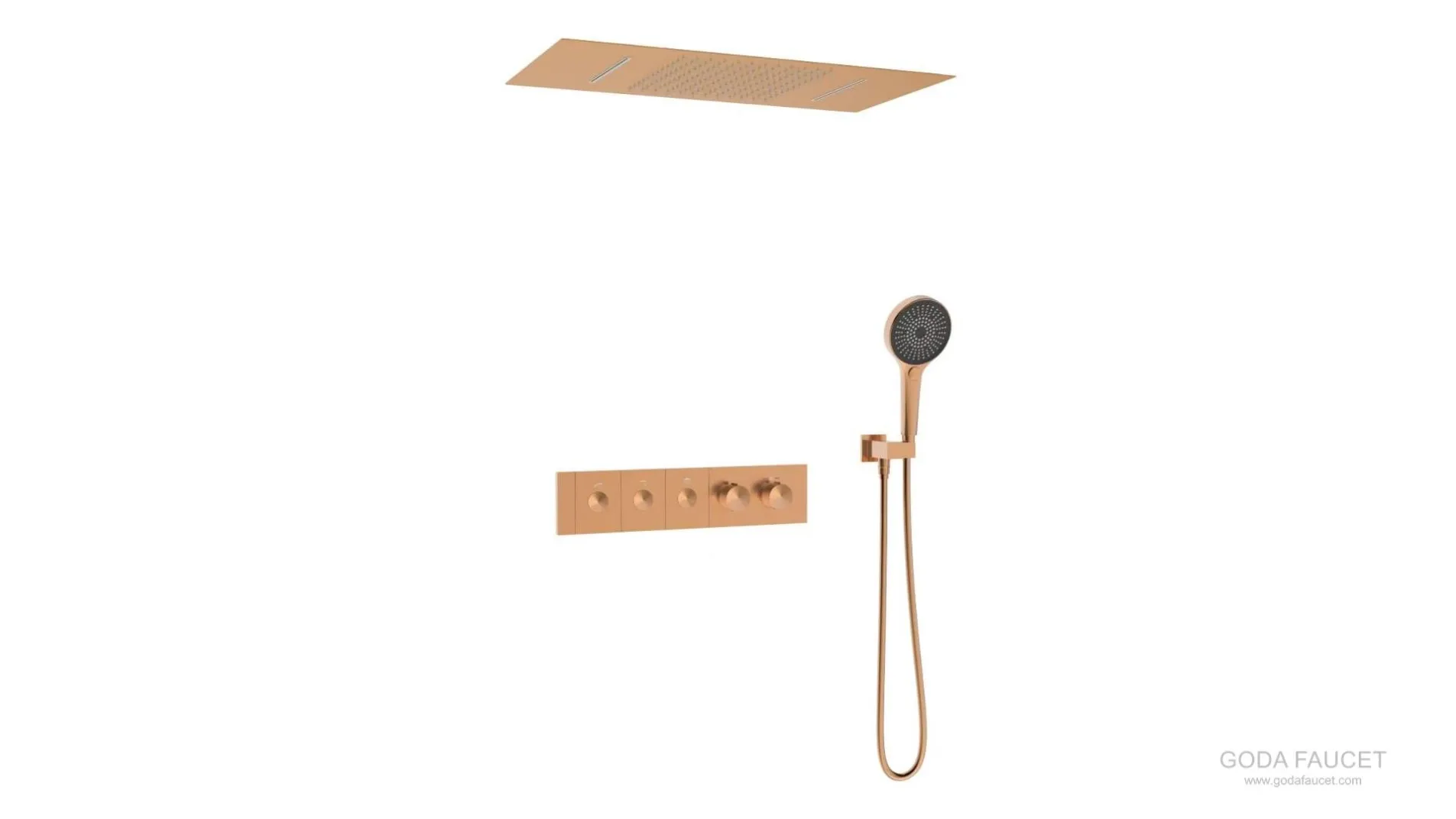GD-11032 original rose gold rectangular ceiling thermostatic concealed shower system