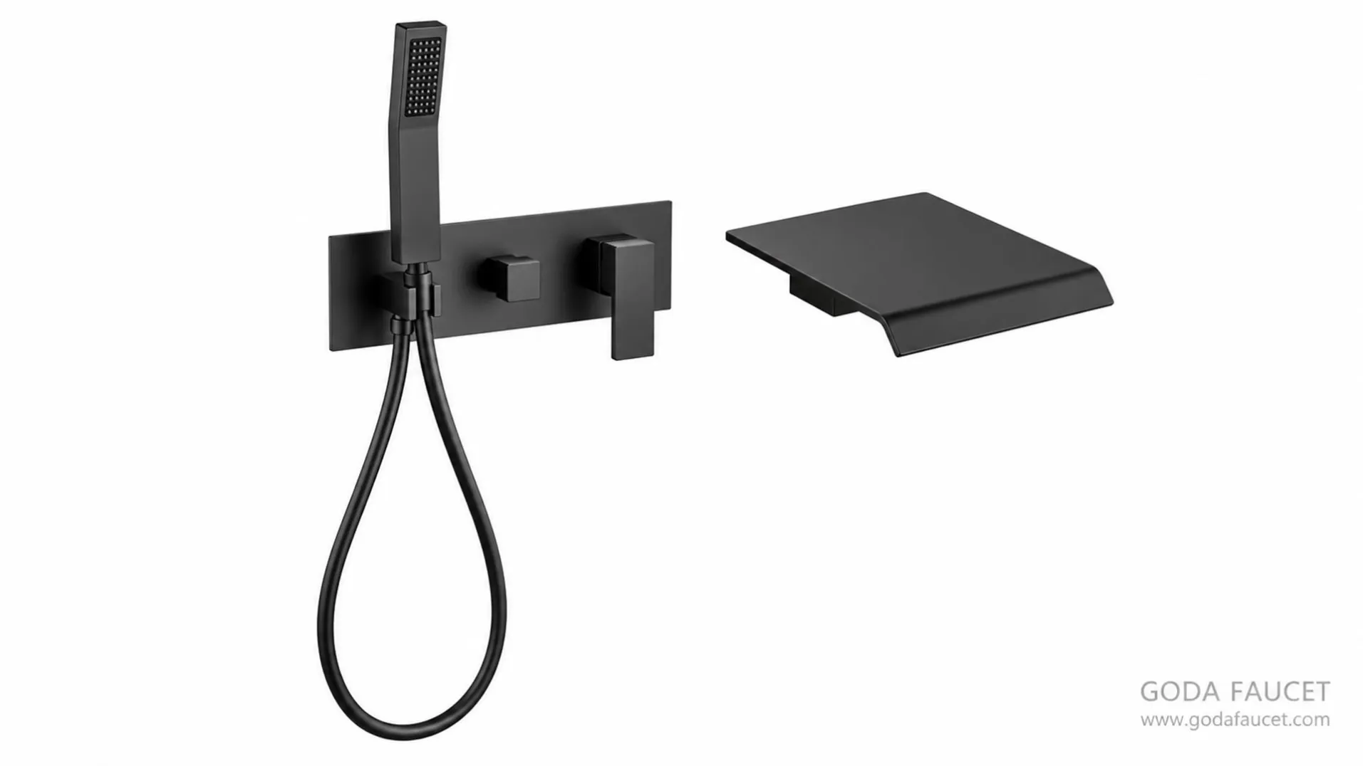 GD-31001 black concealed bathtub faucet set AI finish visualization