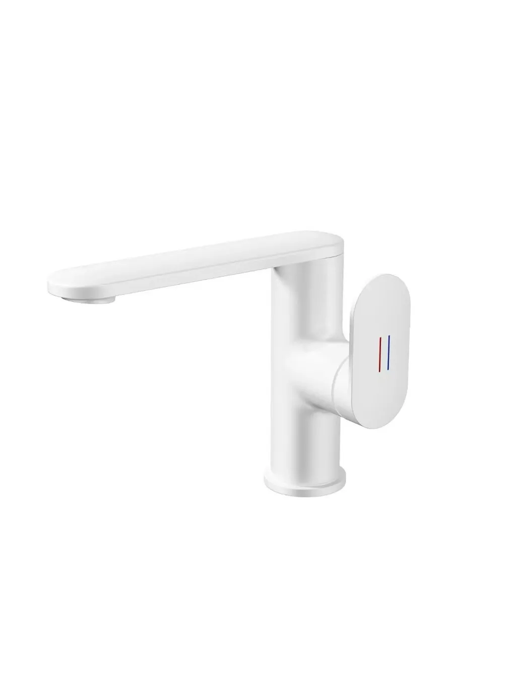 White low-profile basin faucet with side handle