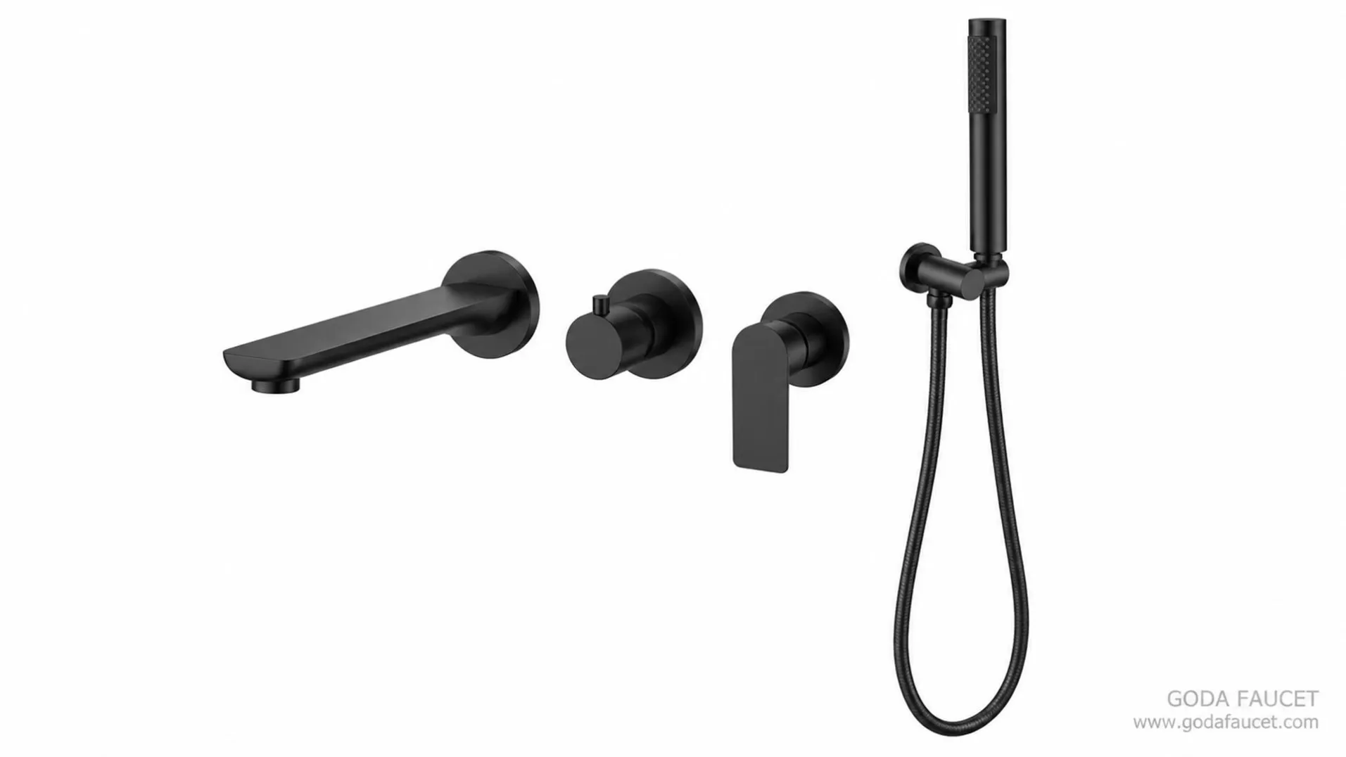 GD-31002 black concealed bathtub faucet complete set AI finish visualization