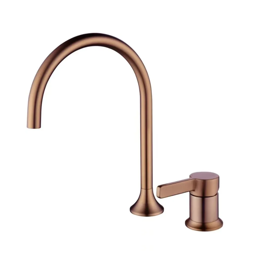 Rose gold gooseneck basin mixer