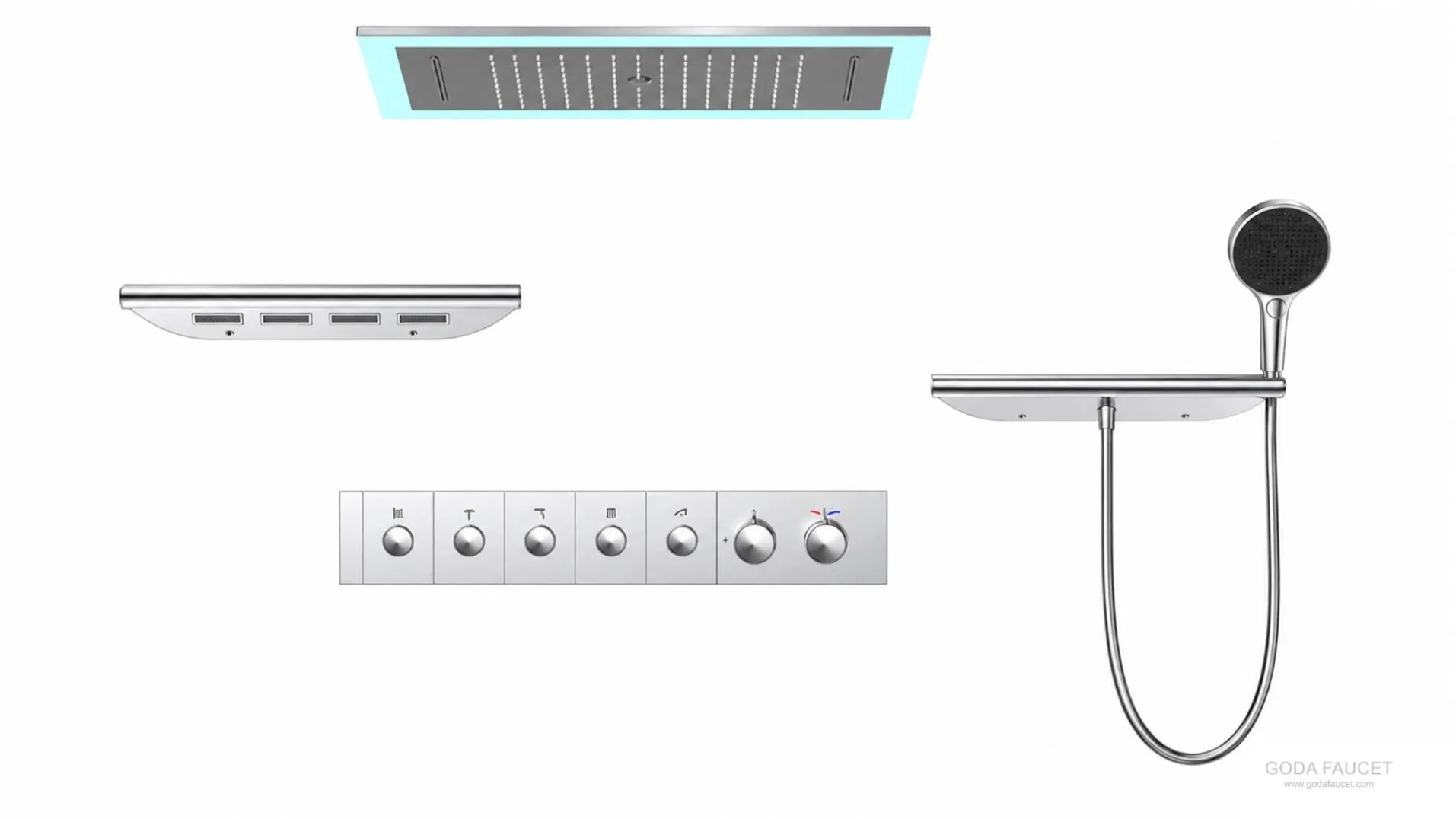 GD-11026 chrome thermostatic concealed shower system