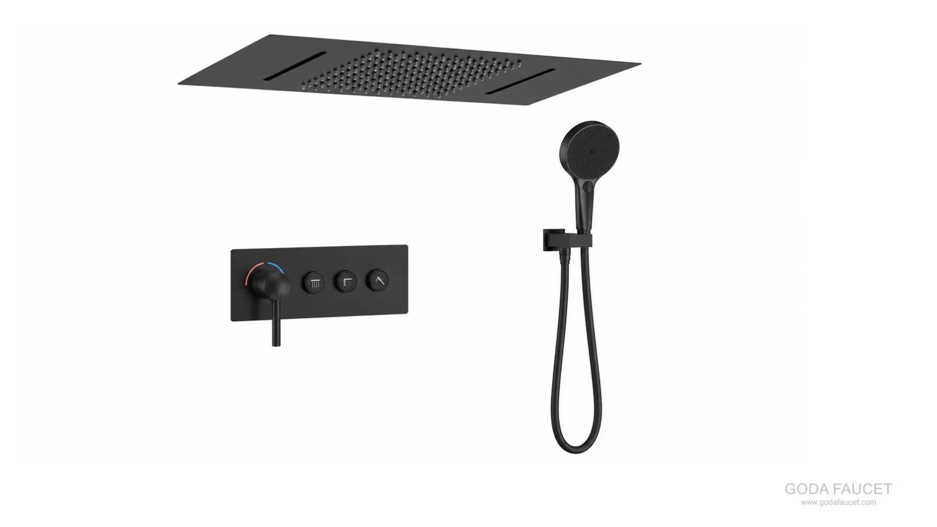GD-11035 Black finish visualization with multifunction ABS hand shower and concealed wall controls