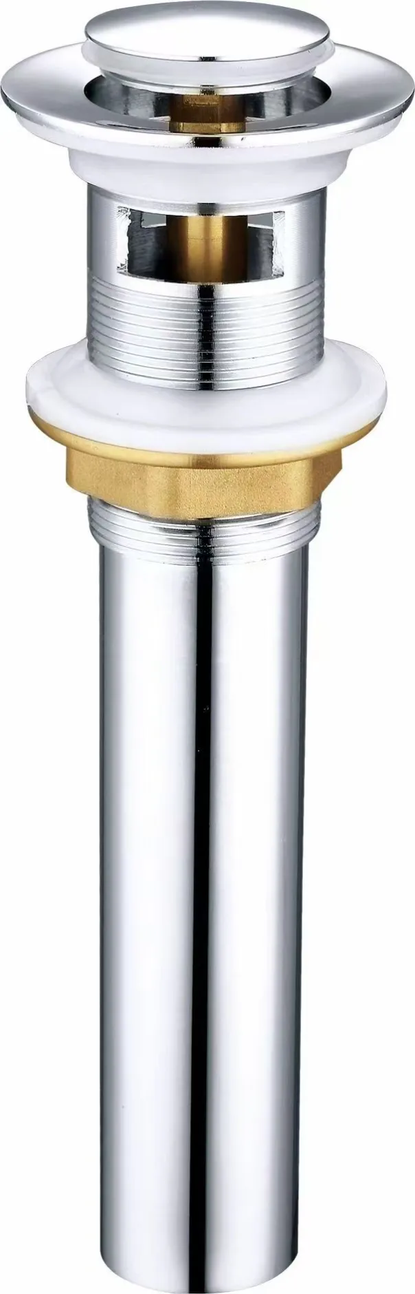 Chrome long-tail click-clack basin waste with flat cap