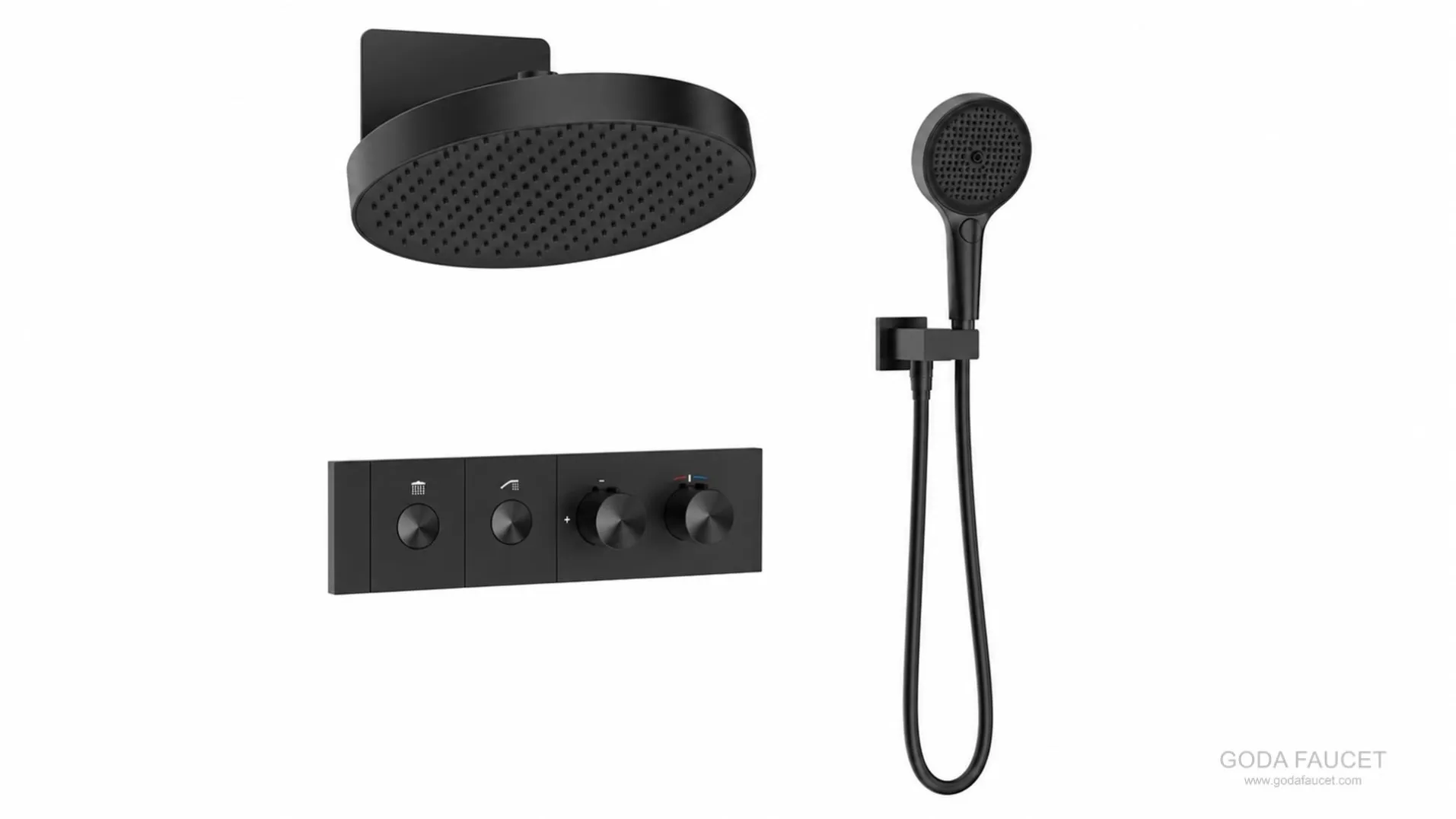 GD-11029 black dual push-button thermostatic concealed shower system