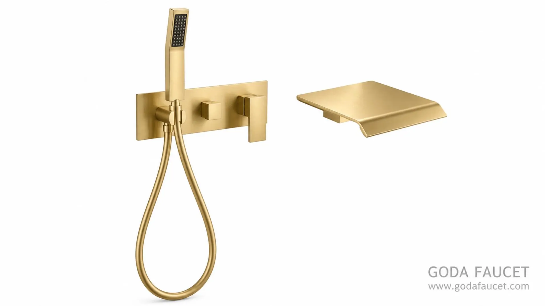GD-31001 brushed gold concealed bathtub faucet set AI finish visualization
