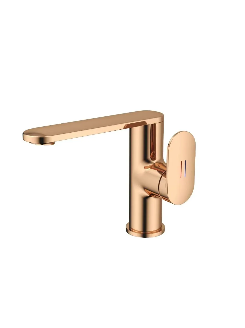 Rose gold single-hole tap with flat spout